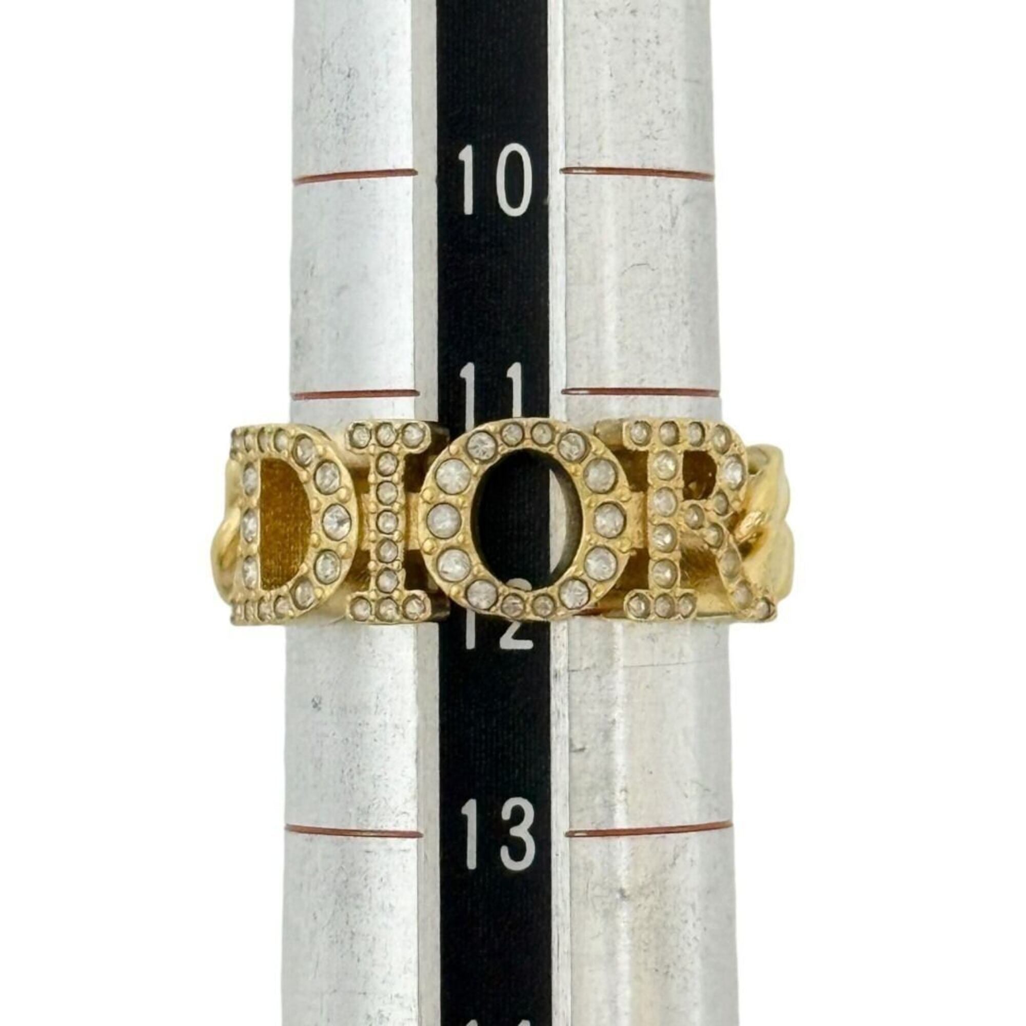 Christian Dior Metal Rhinestone Band Ring (Pre-Owned)