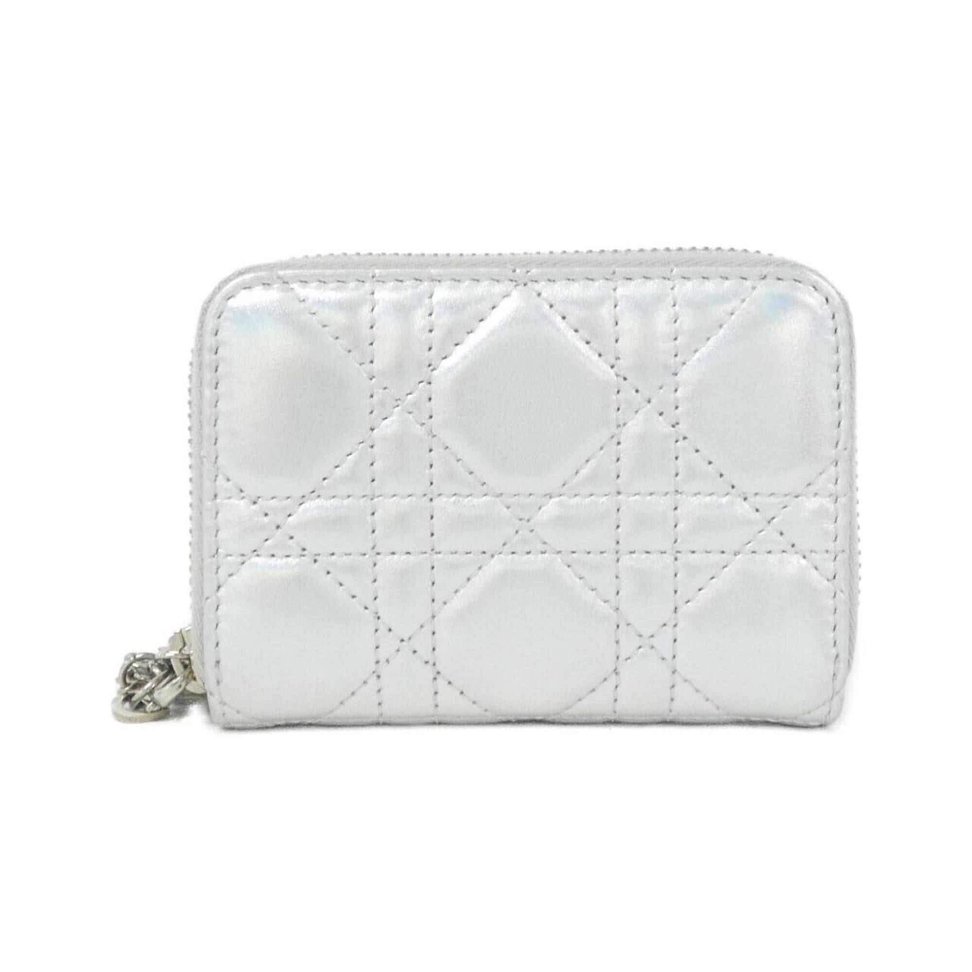 Christian Dior Silver Leather Coin Purse/Coin Case (Pre-Owned)