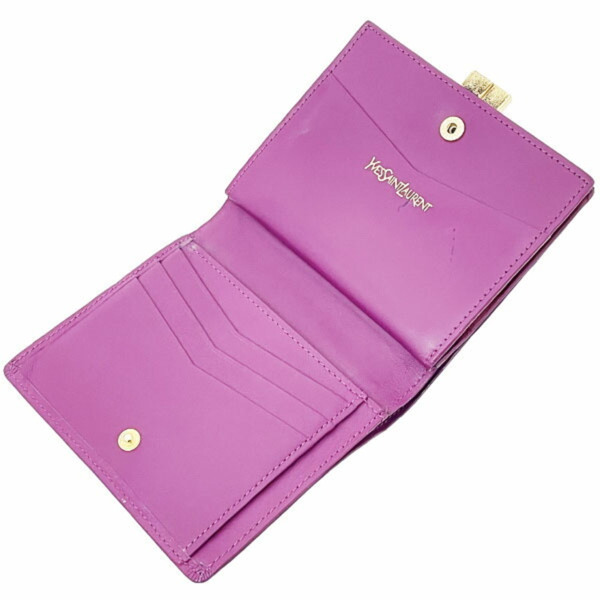 Yves Saint Laurent Purple Leather Wallet (Bi-Fold) (Pre-Owned)