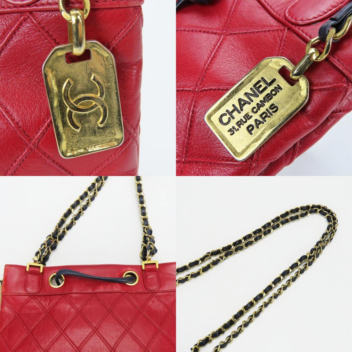 Chanel Bicolor Red Color Leather Shoulder Bag (Pre-Owned)