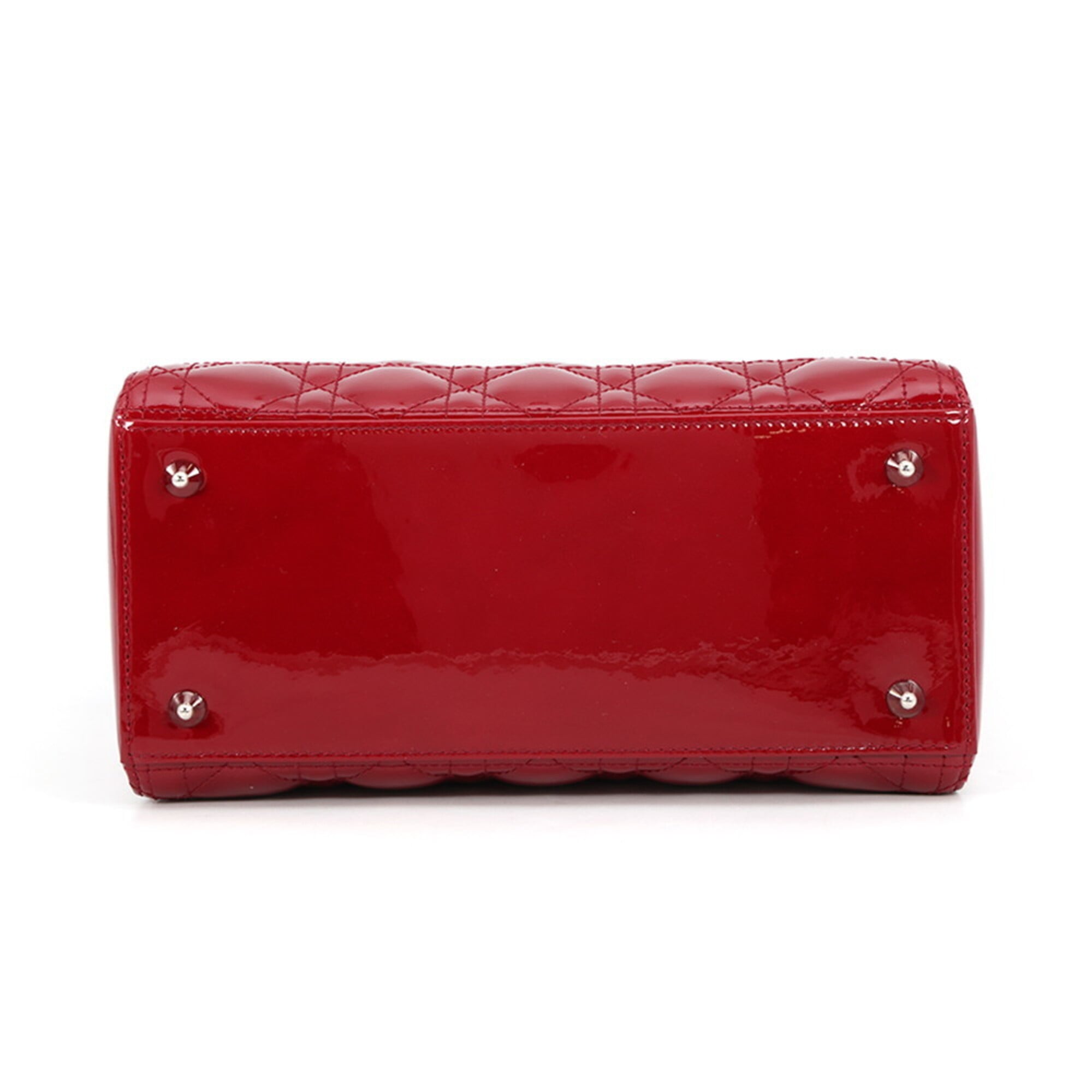 Christian Dior Lady Dior Red Color Patent Leather Handbag (Pre-Owned)