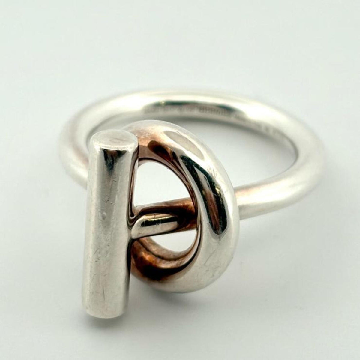 Hermes Silver Silver 925 Band Ring (Pre-Owned)