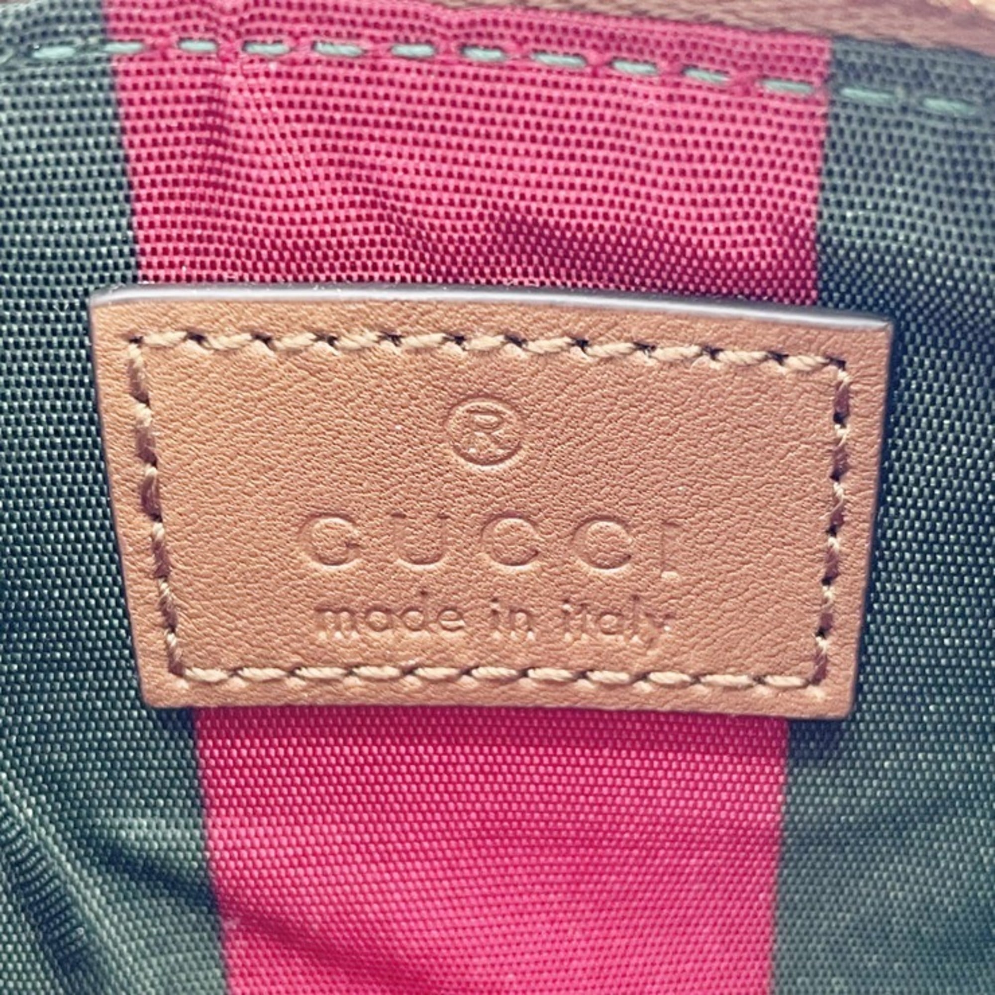 Gucci Gg Supreme Beige Brown Pvc Leather/Webbing Coin Purse/Coin Case (Pre-Owned)
