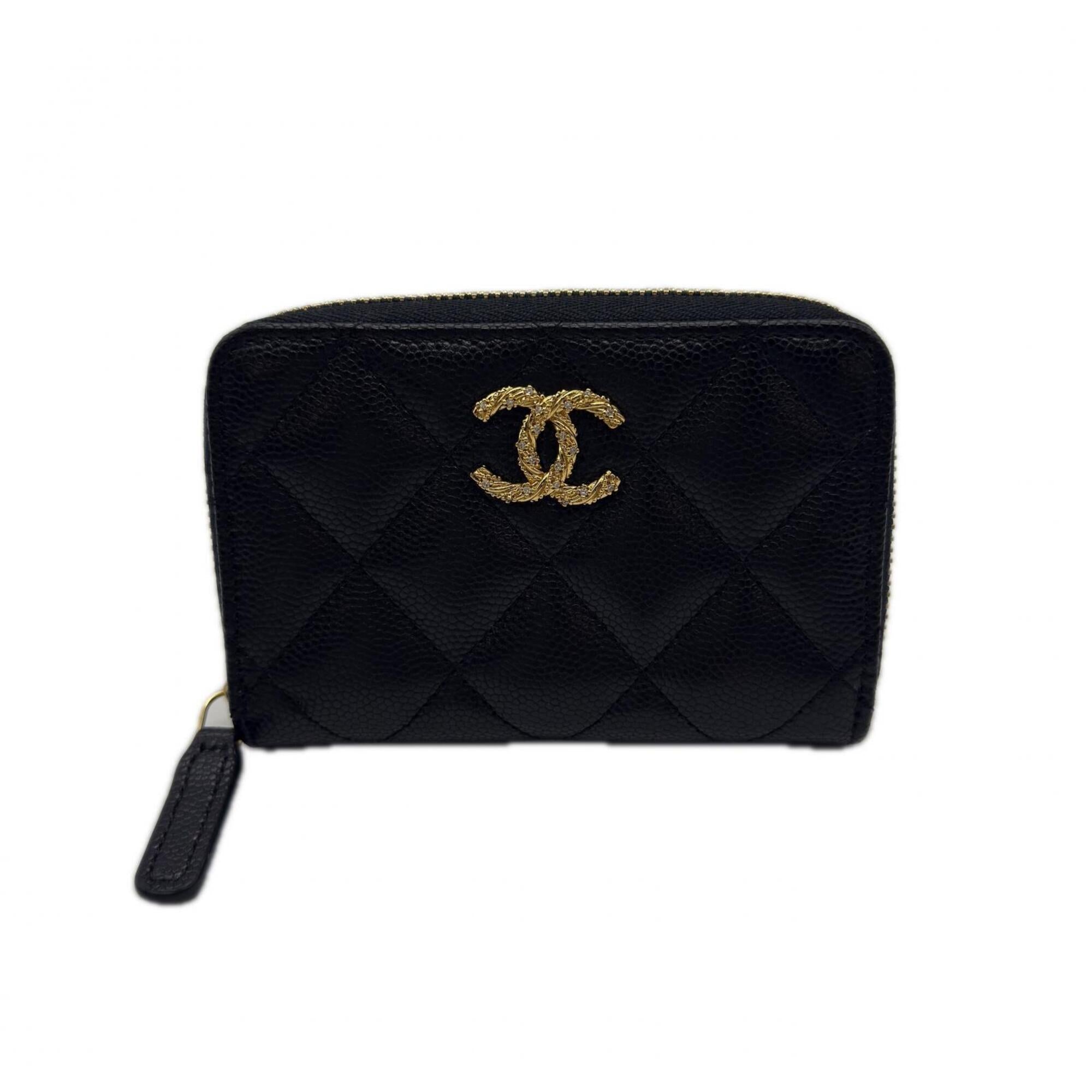 Chanel Matelasse Black Grained Calfskin Coin Purse/Coin Case (Pre-Owned)