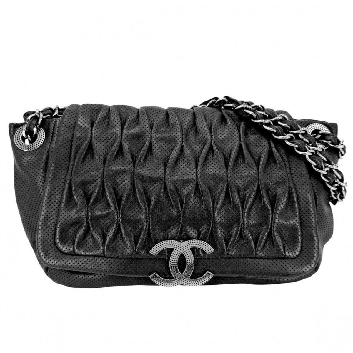 Chanel Black Leather Handbag Shoulder Bag (Pre-Owned)