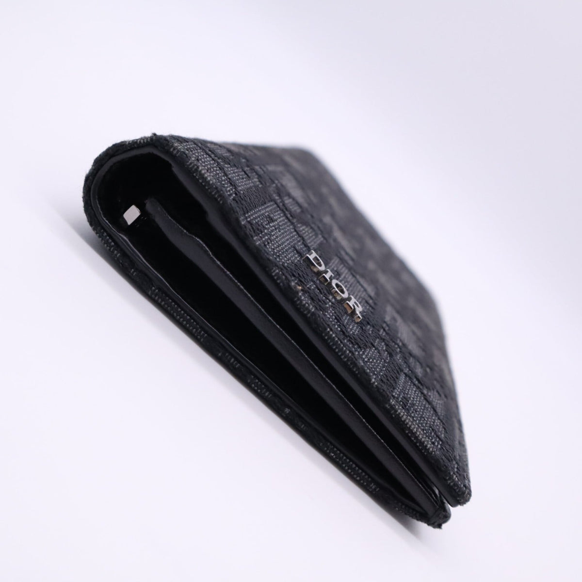 Christian Dior Black Canvas Leather Long Wallet (Bi-Fold) (Pre-Owned)