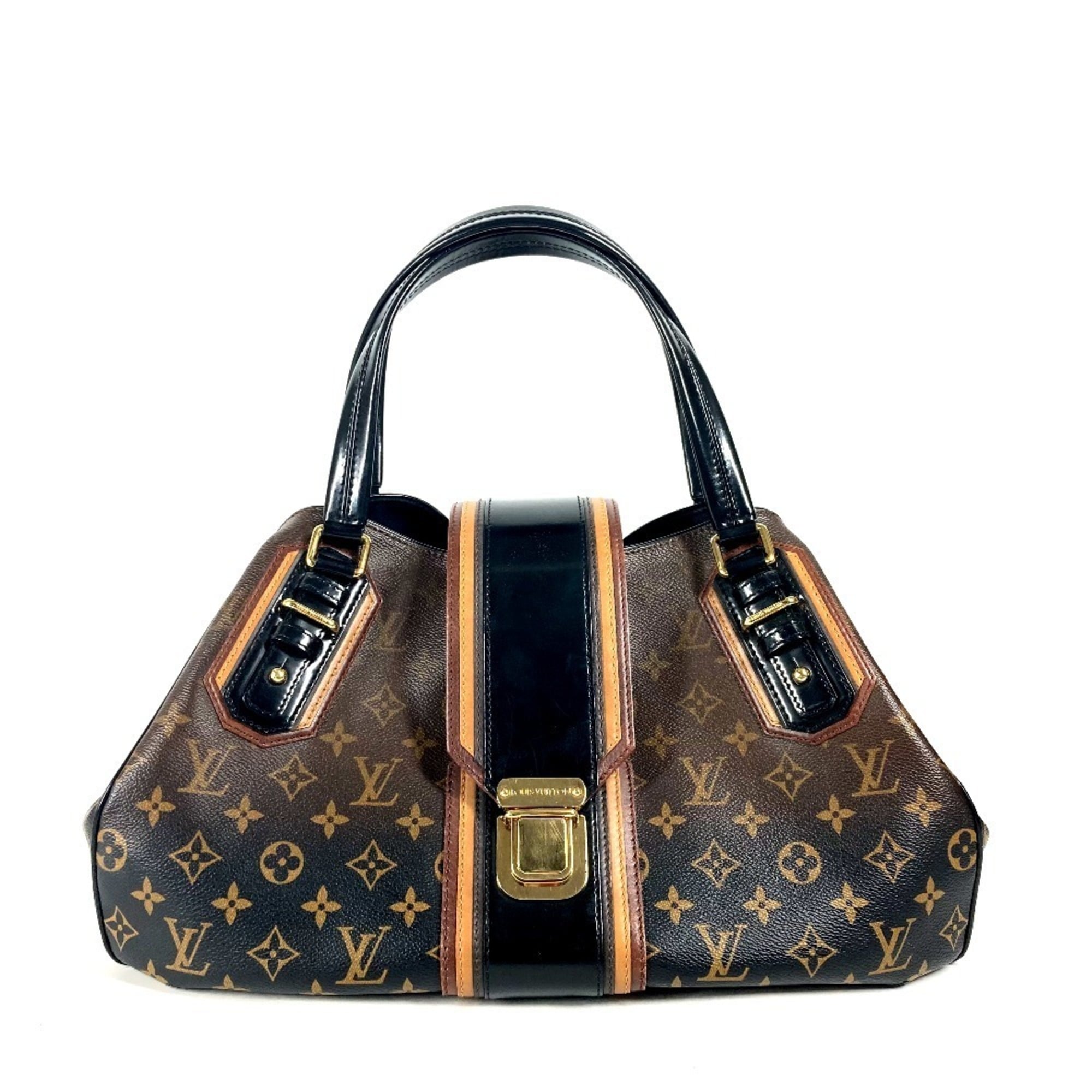 Louis Vuitton Black Brown Canvas Boston Bag Shoulder Bag (Pre-Owned)