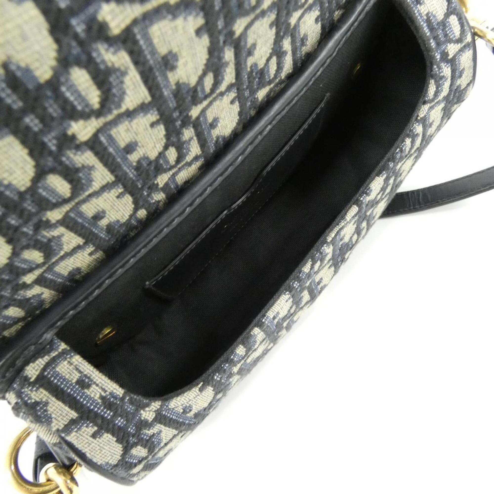 Christian Dior Blue Canvas Leather Shoulder Bag (Pre-Owned)