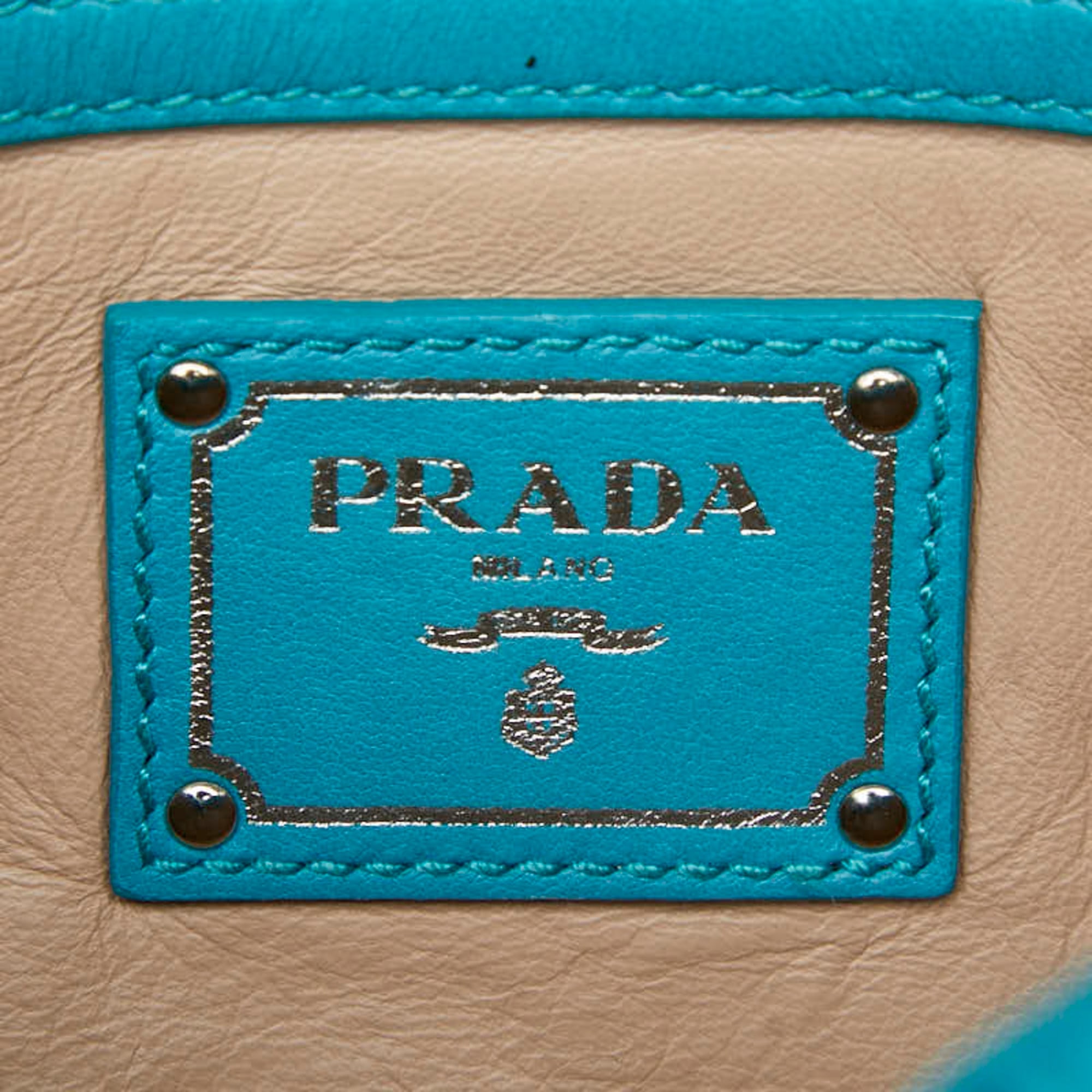 Prada Blue Leather Shoulder Bag (Pre-Owned)