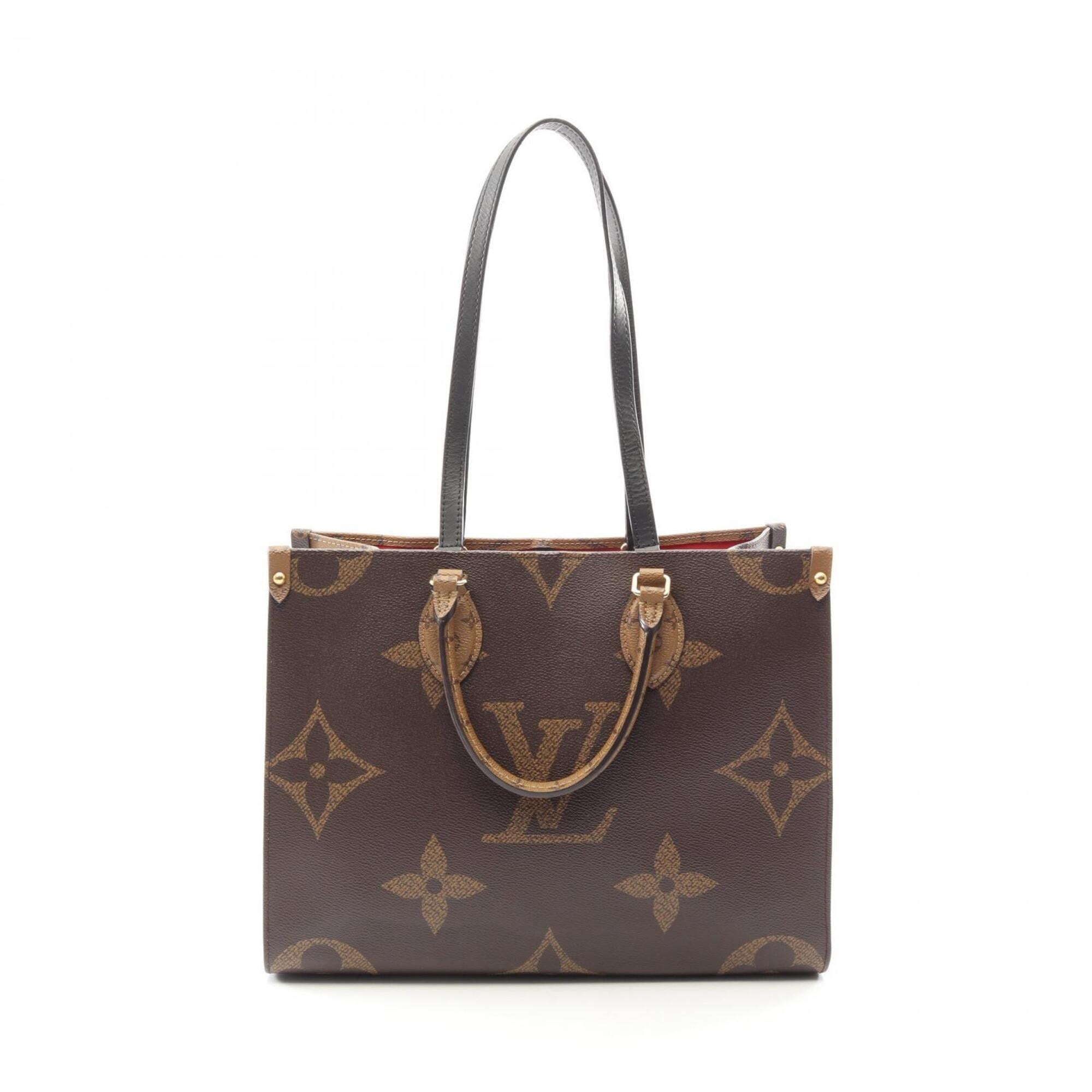 Louis Vuitton Beige Brown Coated Canvas Leather Handbag Tote Bag (Pre-Owned)