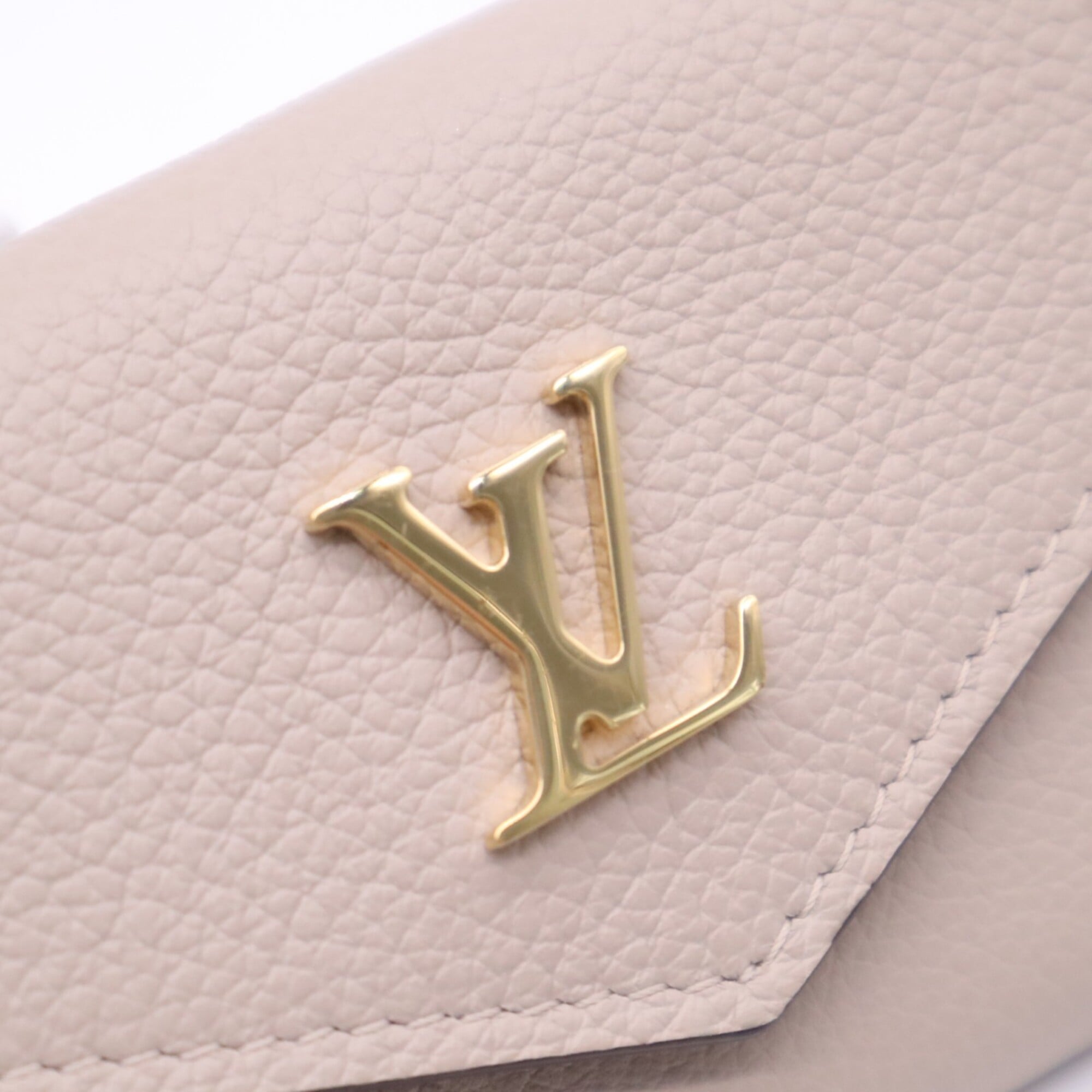 Louis Vuitton Taurillon Beige Leather Wallet (Tri-Fold) (Pre-Owned)
