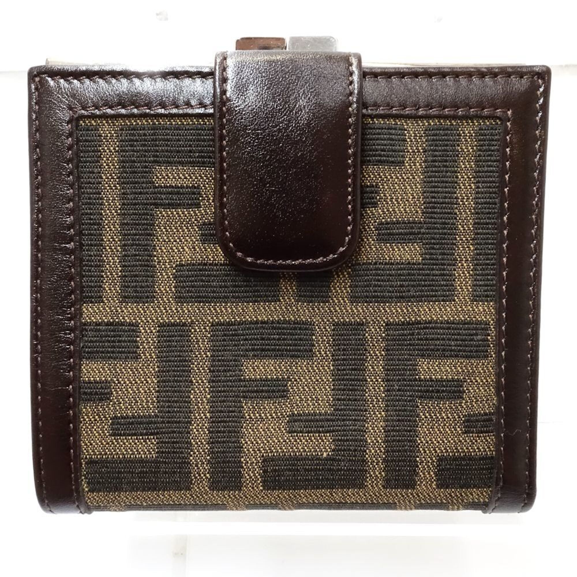 Fendi Zucca Brown Canvas Leather Wallet (Bi-Fold) (Pre-Owned)