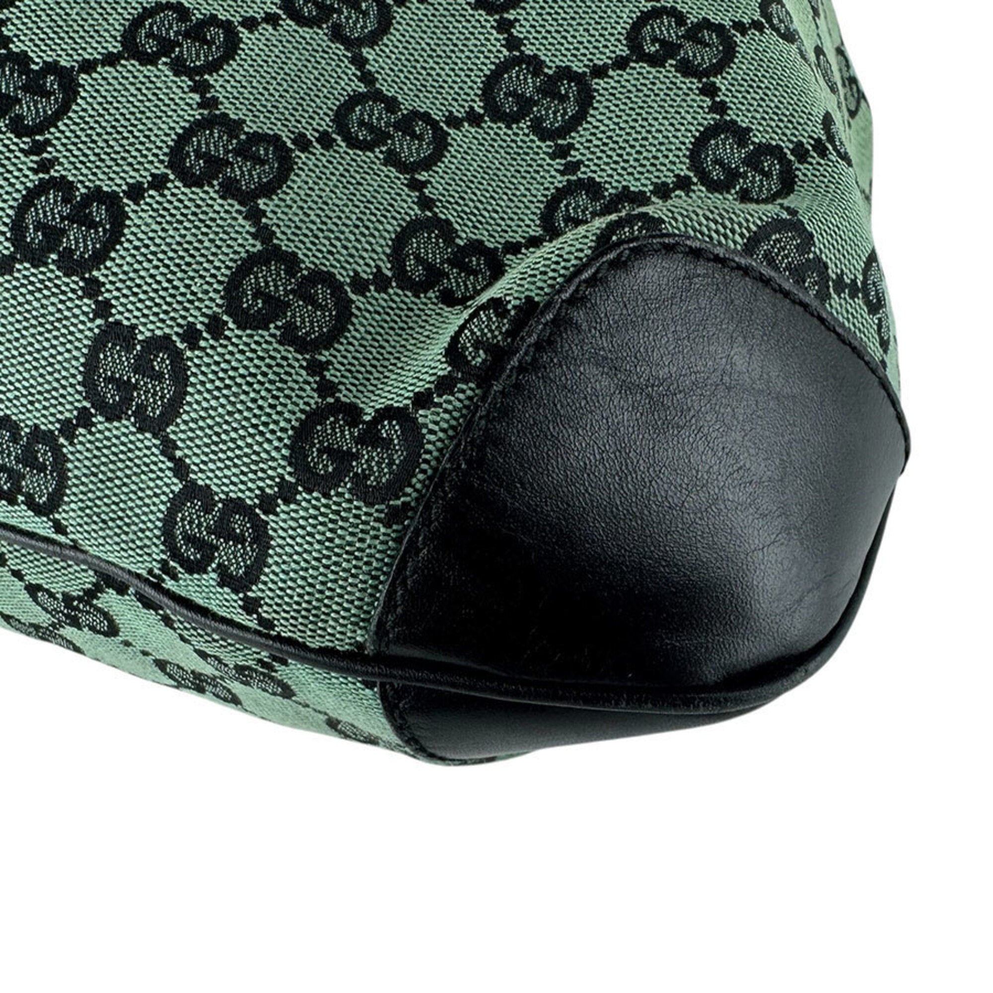 Gucci Black Green Gg Canvas Leather Shoulder Bag (Pre-Owned)