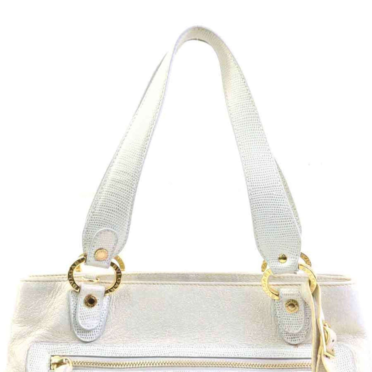 Bvlgari White Leather Handbag Shoulder Bag (Pre-Owned)