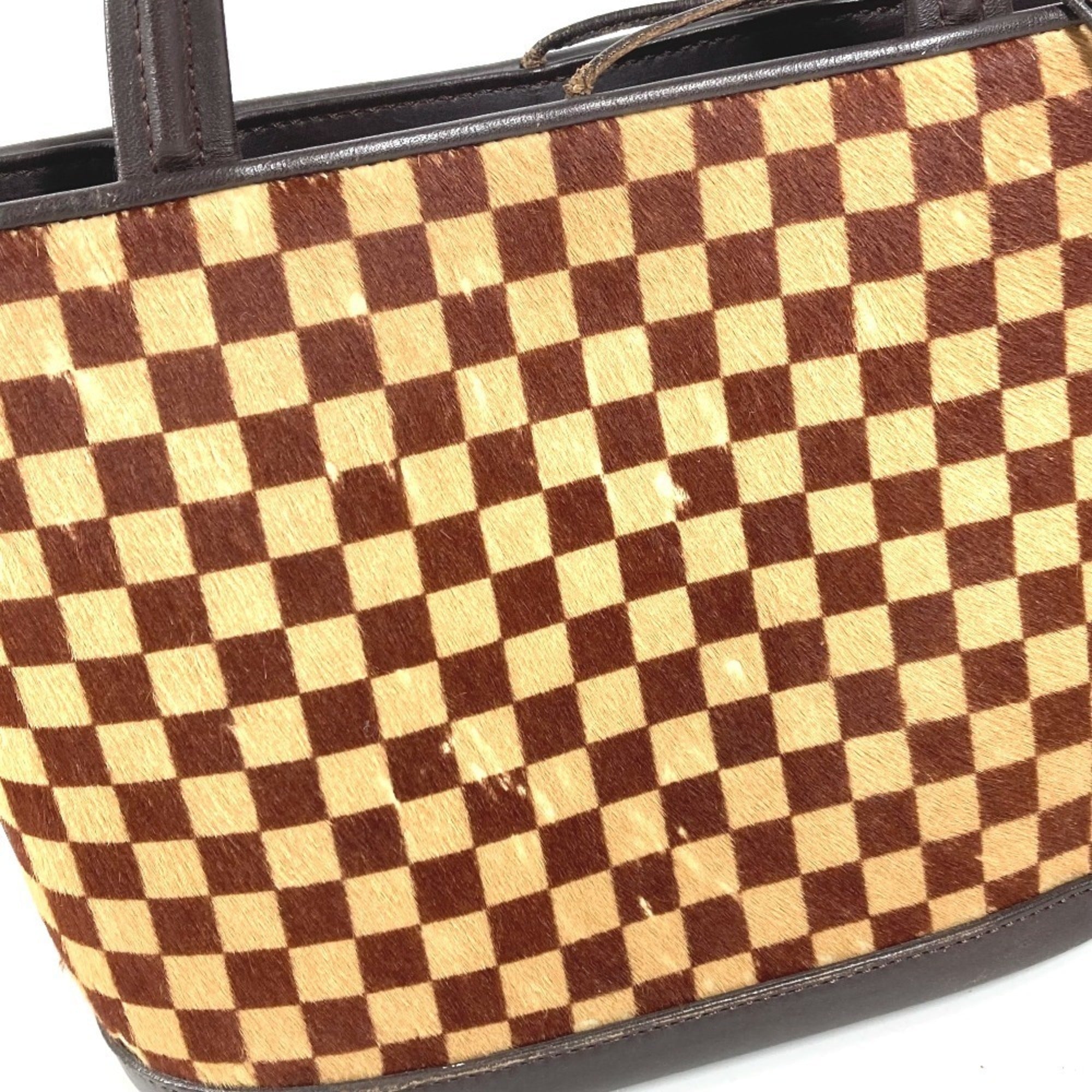 Louis Vuitton Beige Brown Leather Handbag Tote Bag (Pre-Owned)