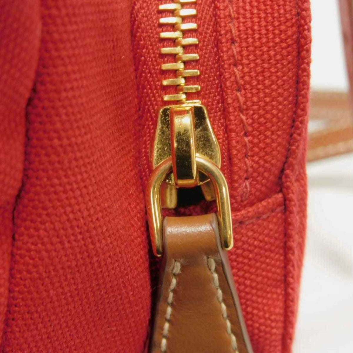 Miu Miu Red Color Cotton Canvas Backpack (Pre-Owned)