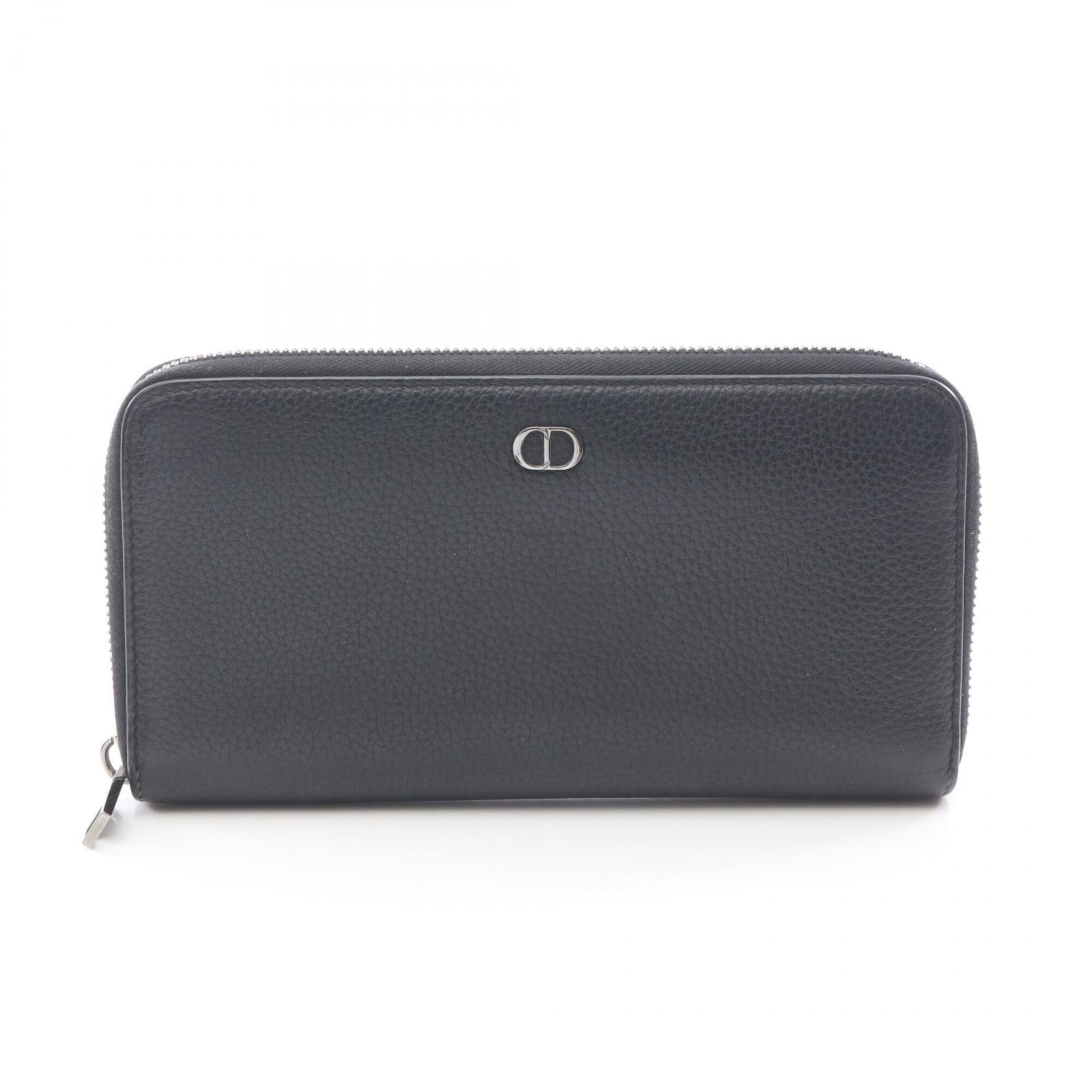 Christian Dior Black Leather Long Wallet (Bi-Fold) (Pre-Owned)