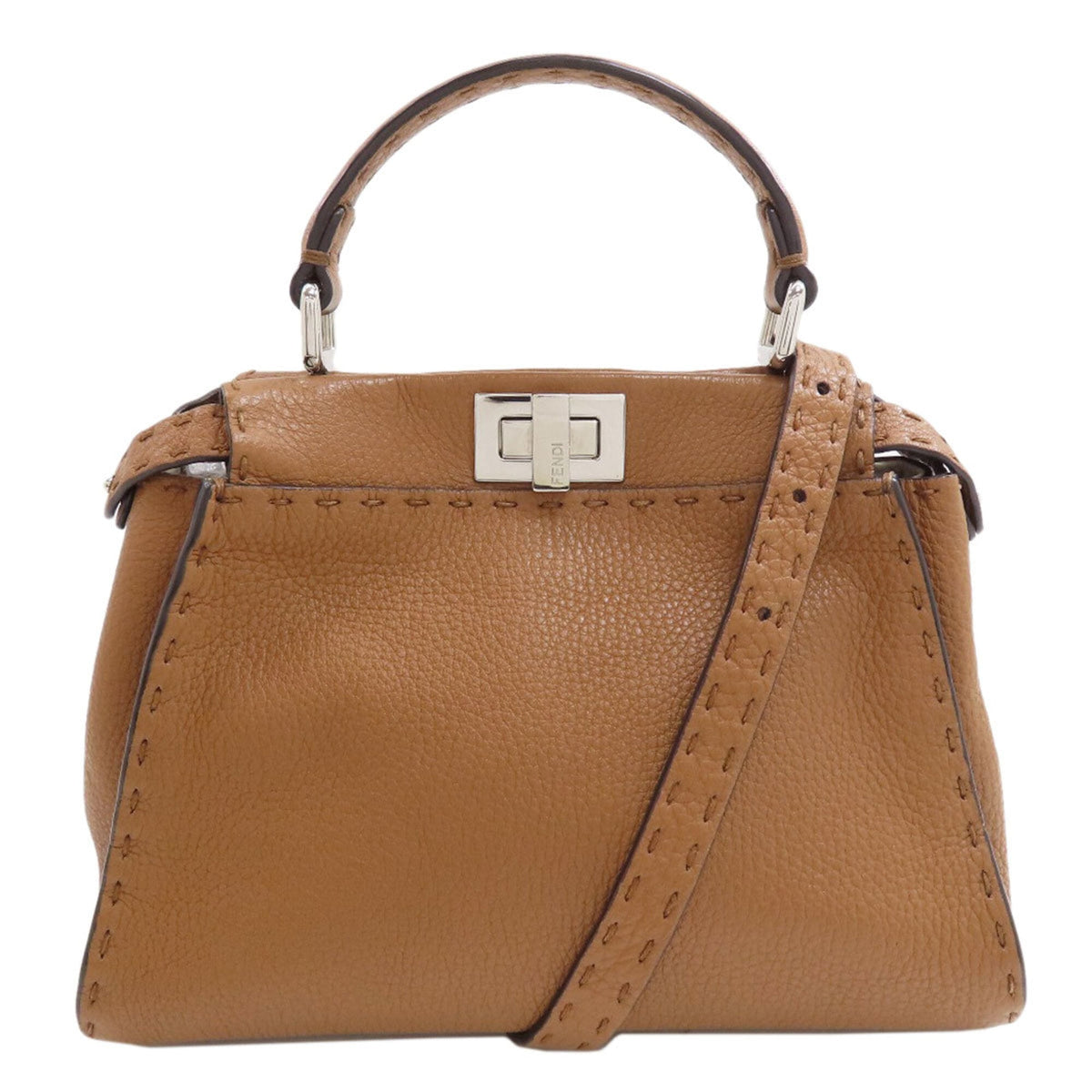 Fendi Peekaboo Brown Leather Handbag (Pre-Owned)