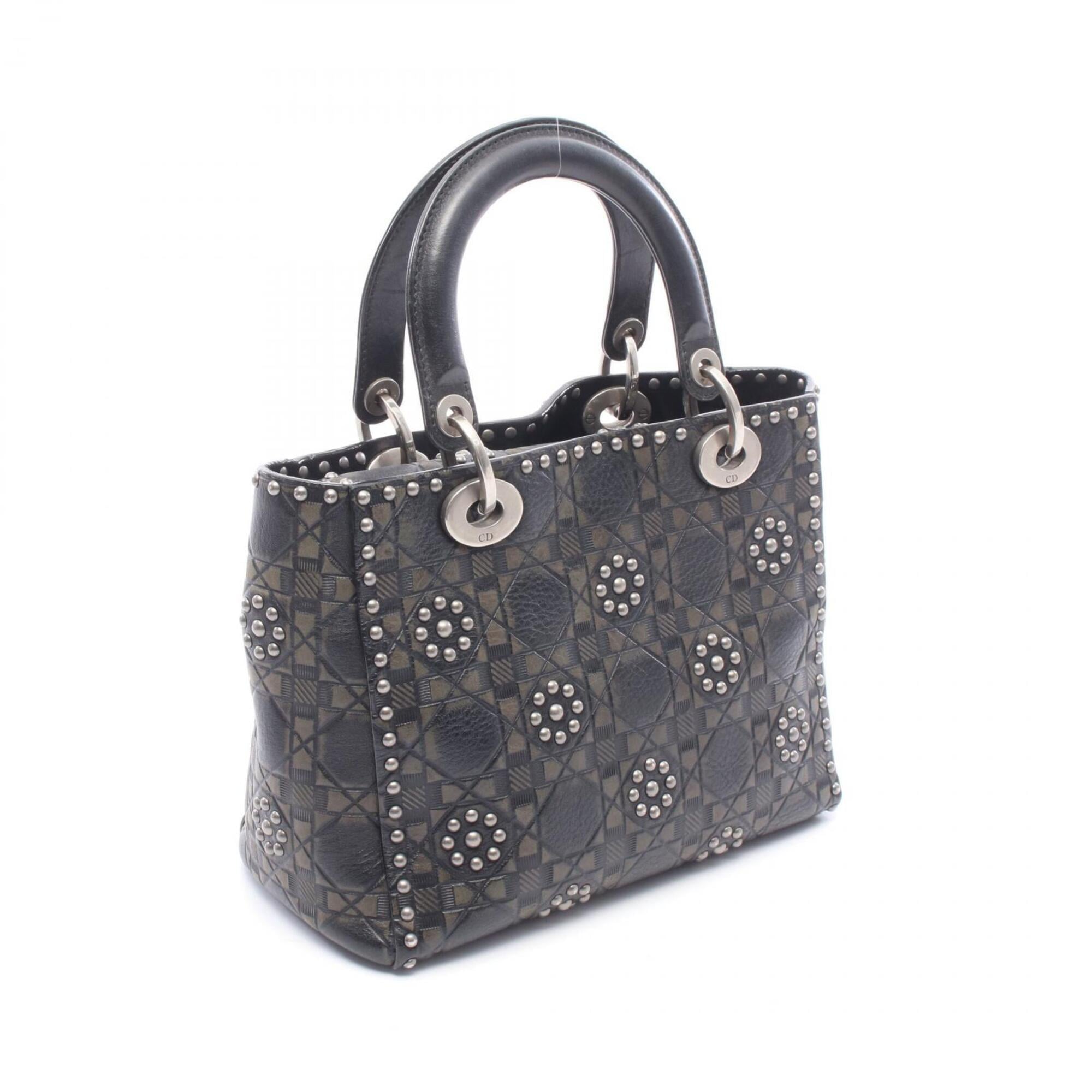 Christian Dior Black Khaki Leather Handbag (Pre-Owned)