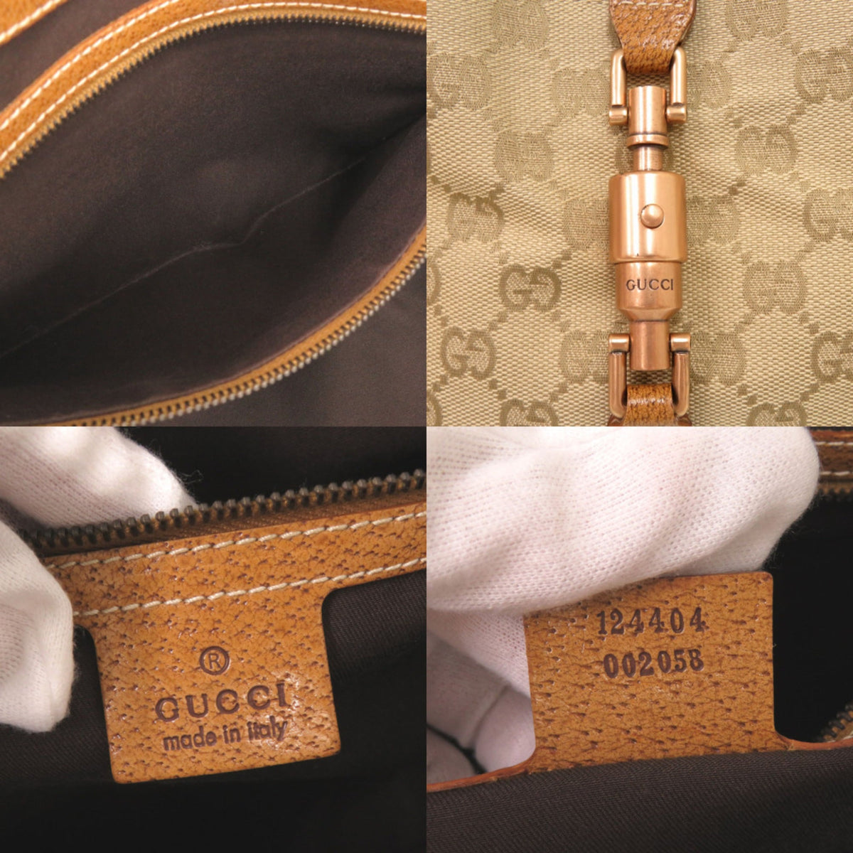 Gucci Beige Camel Gg Canvas Leather Shoulder Bag (Pre-Owned)