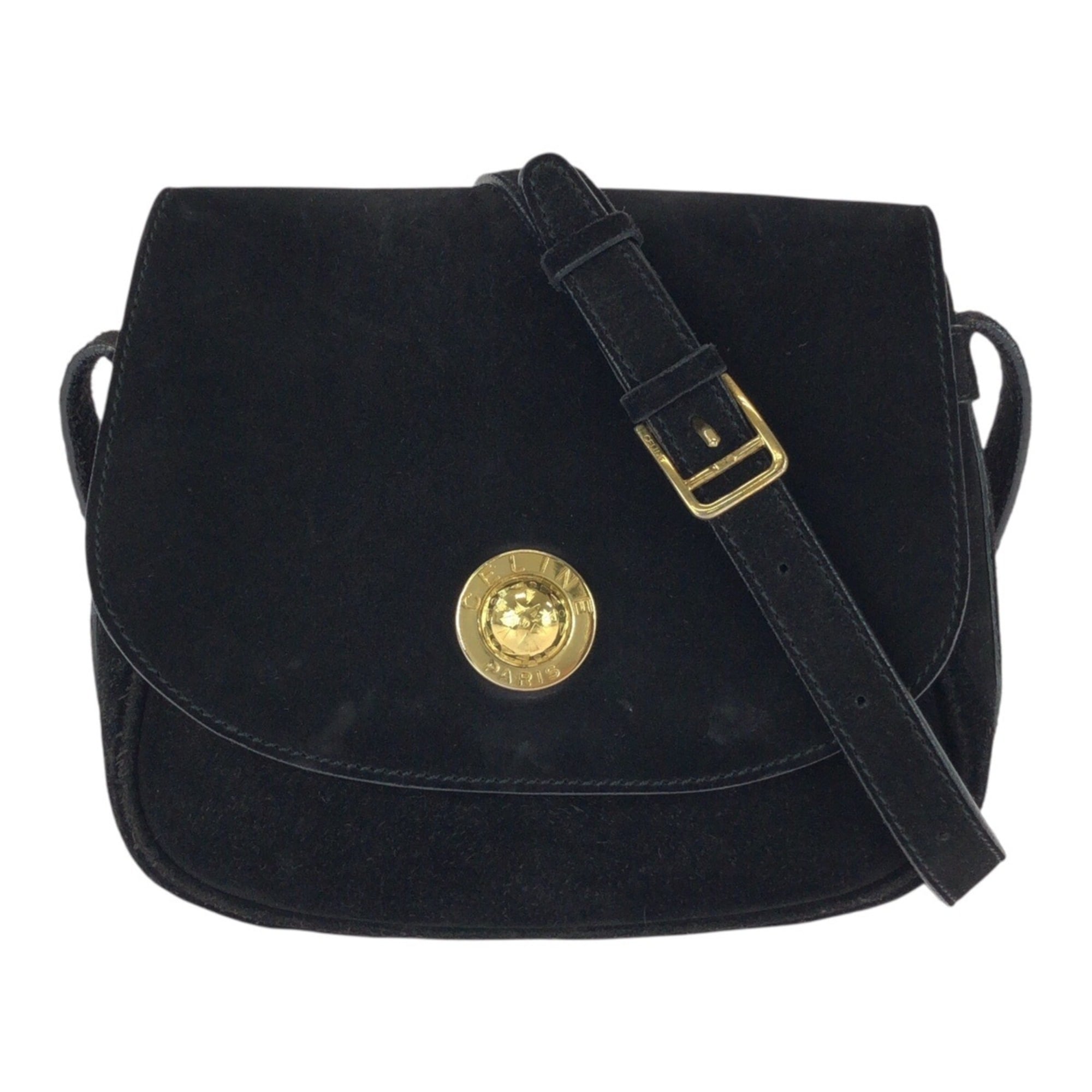 Celine Black Suede Pochette Shoulder Bag (Pre-Owned)