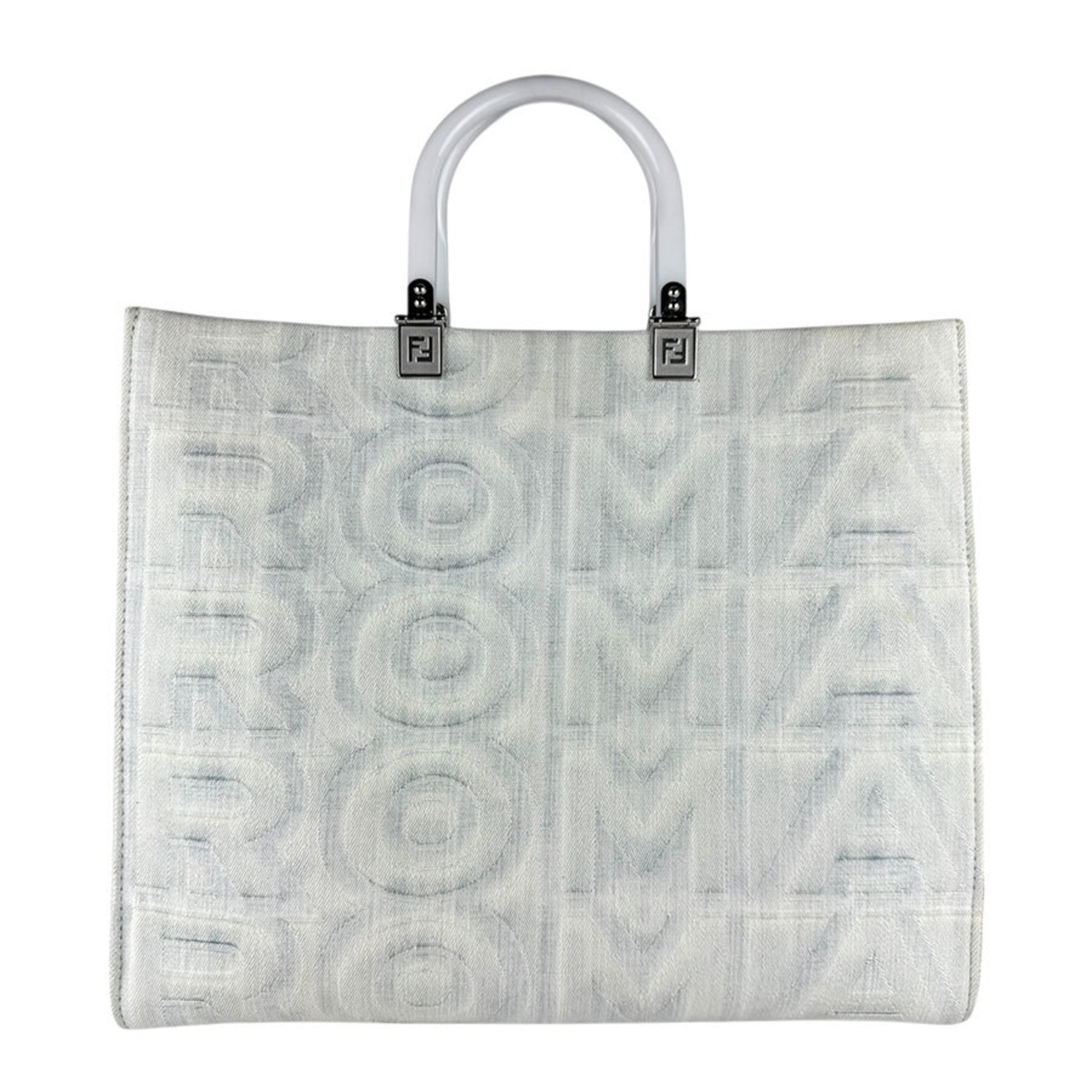 Fendi Gray Canvas Handbag Shoulder Bag (Pre-Owned)