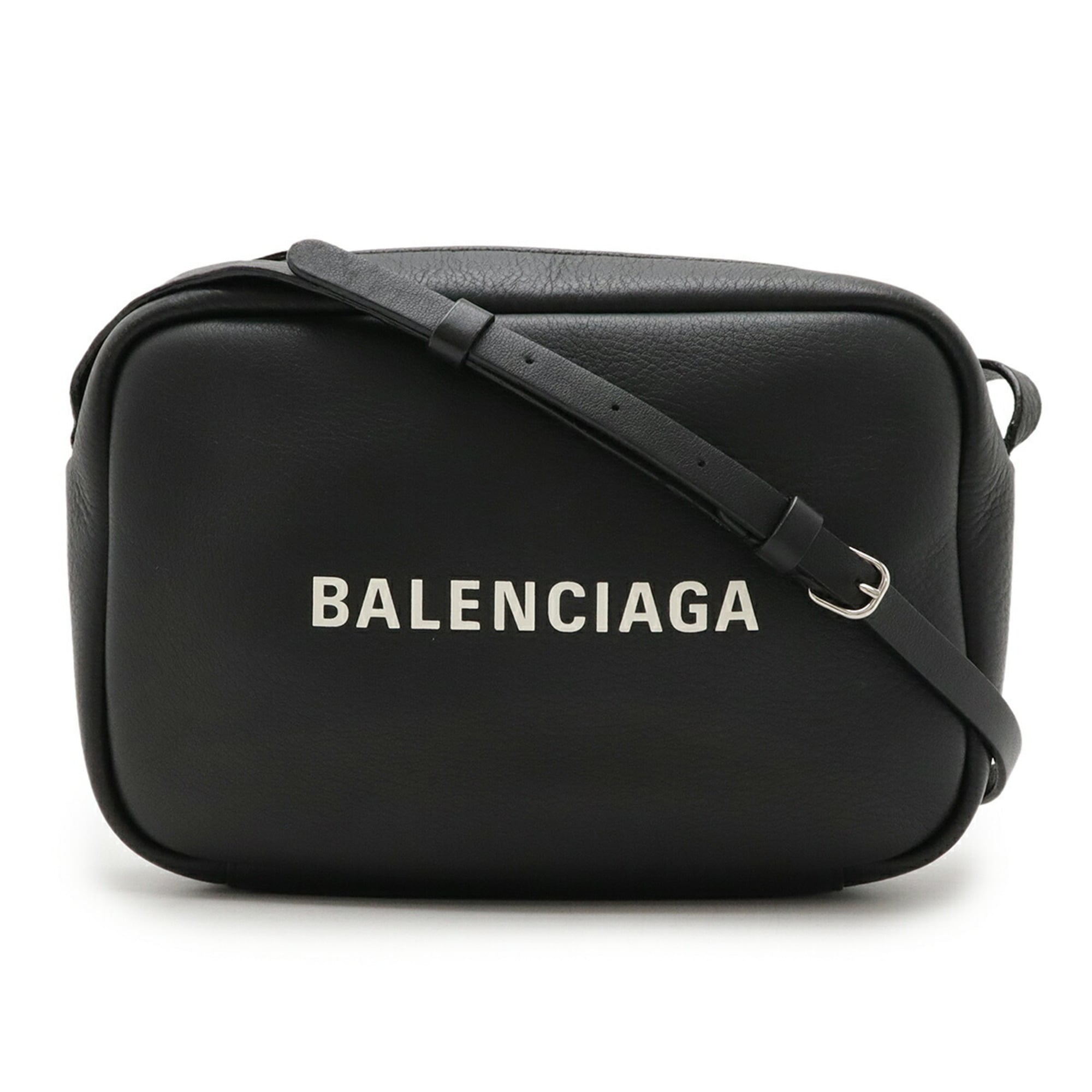 Balenciaga Black White Leather Pochette Shoulder Bag (Pre-Owned)