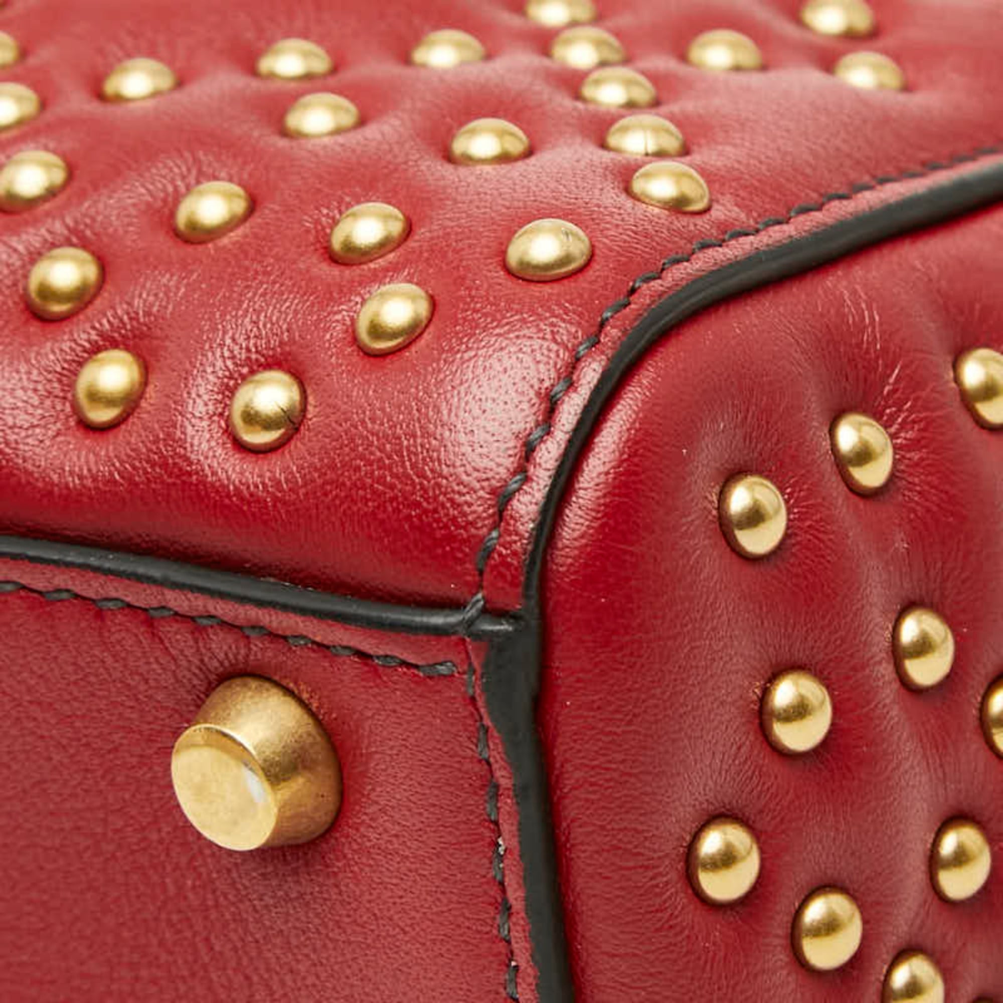 Christian Dior Red Color Leather Handbag Shoulder Bag (Pre-Owned)