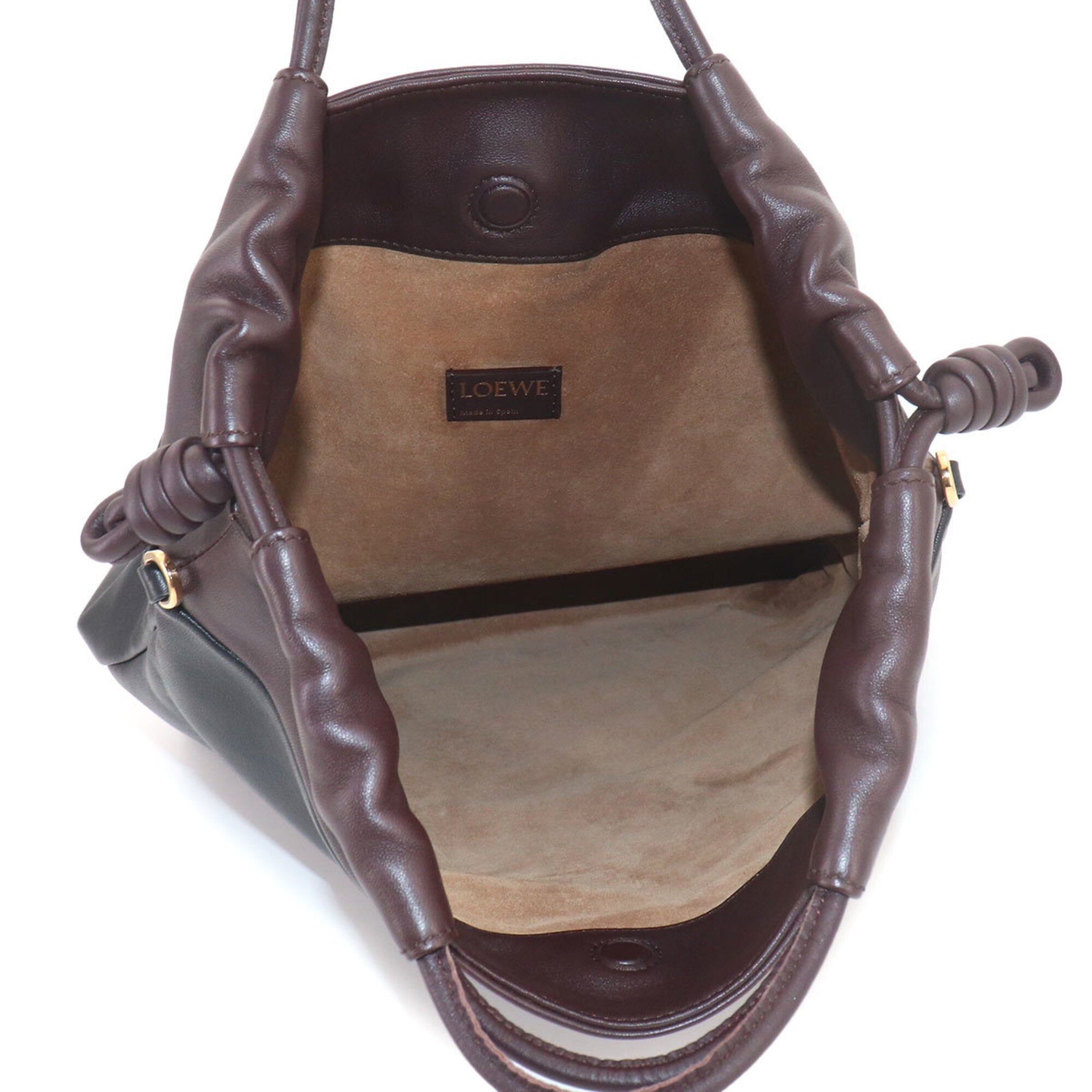 Loewe Black Dark Brown Leather Handbag Tote Bag (Pre-Owned)