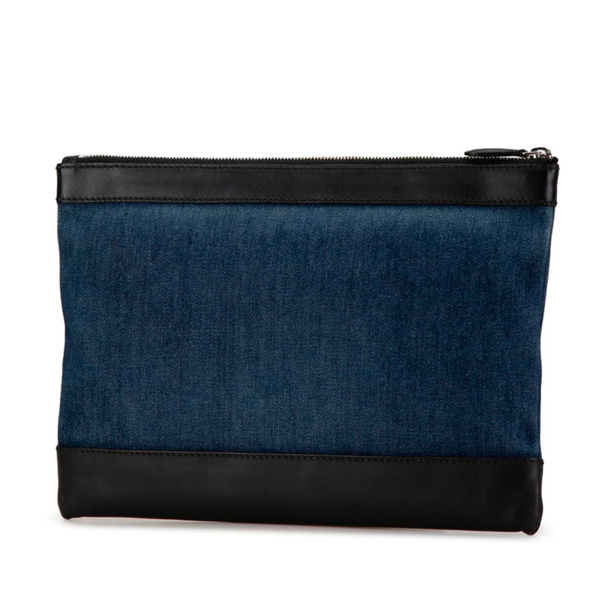Balenciaga Black Denim Leather Clutch Bag (Pre-Owned)