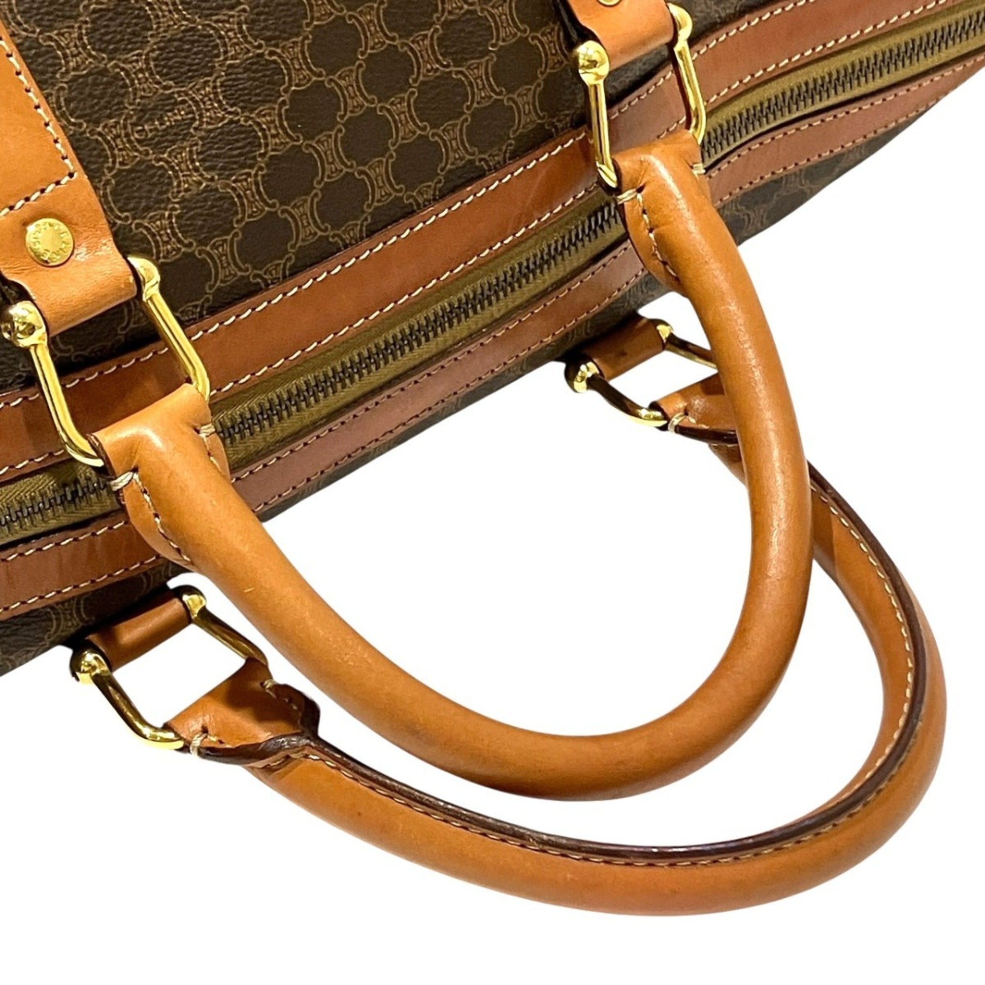 Celine Macadam Brown Leather Boston Bag (Pre-Owned)