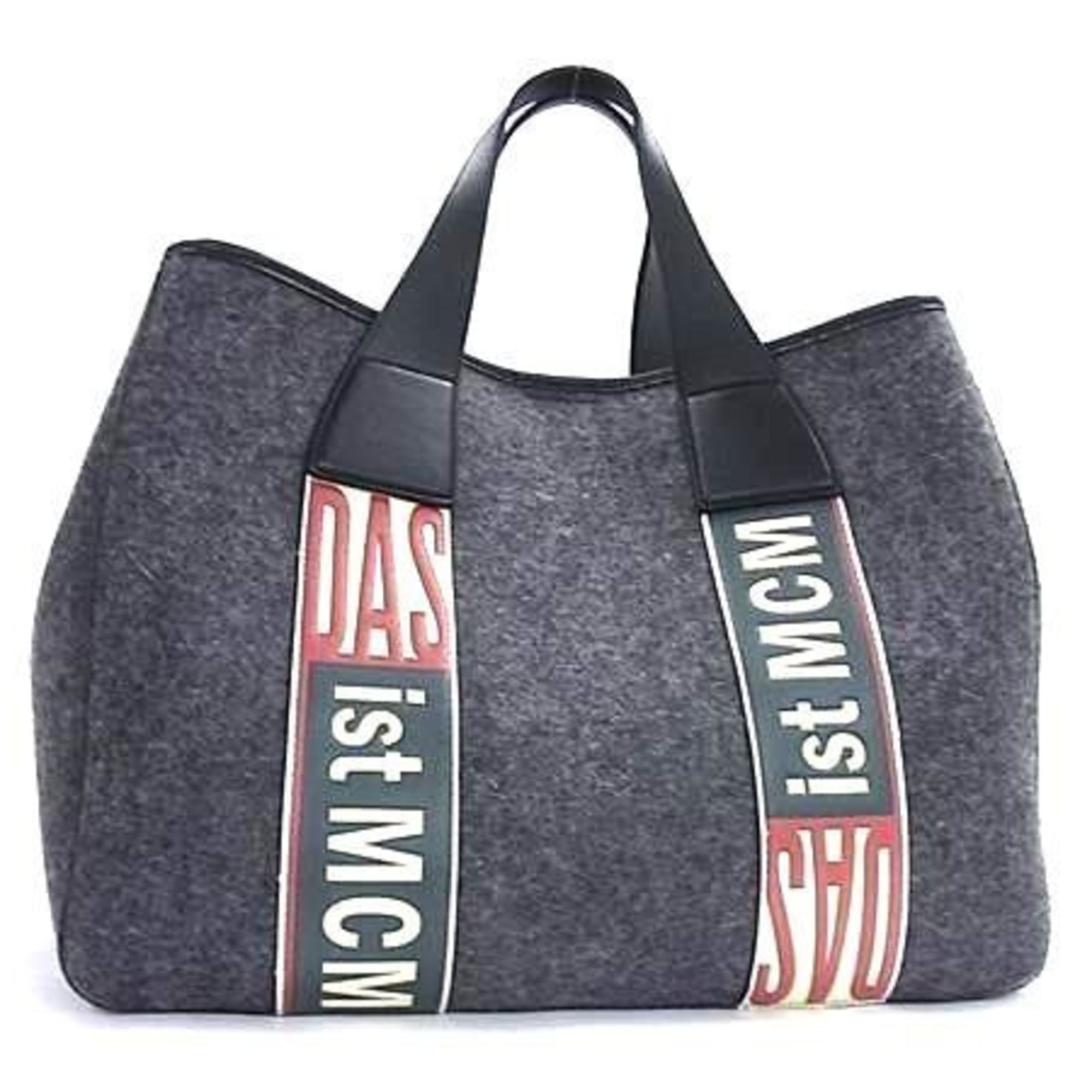 Mcm Black Gray Felt Handbag Shoulder Bag Tote Bag (Pre-Owned)