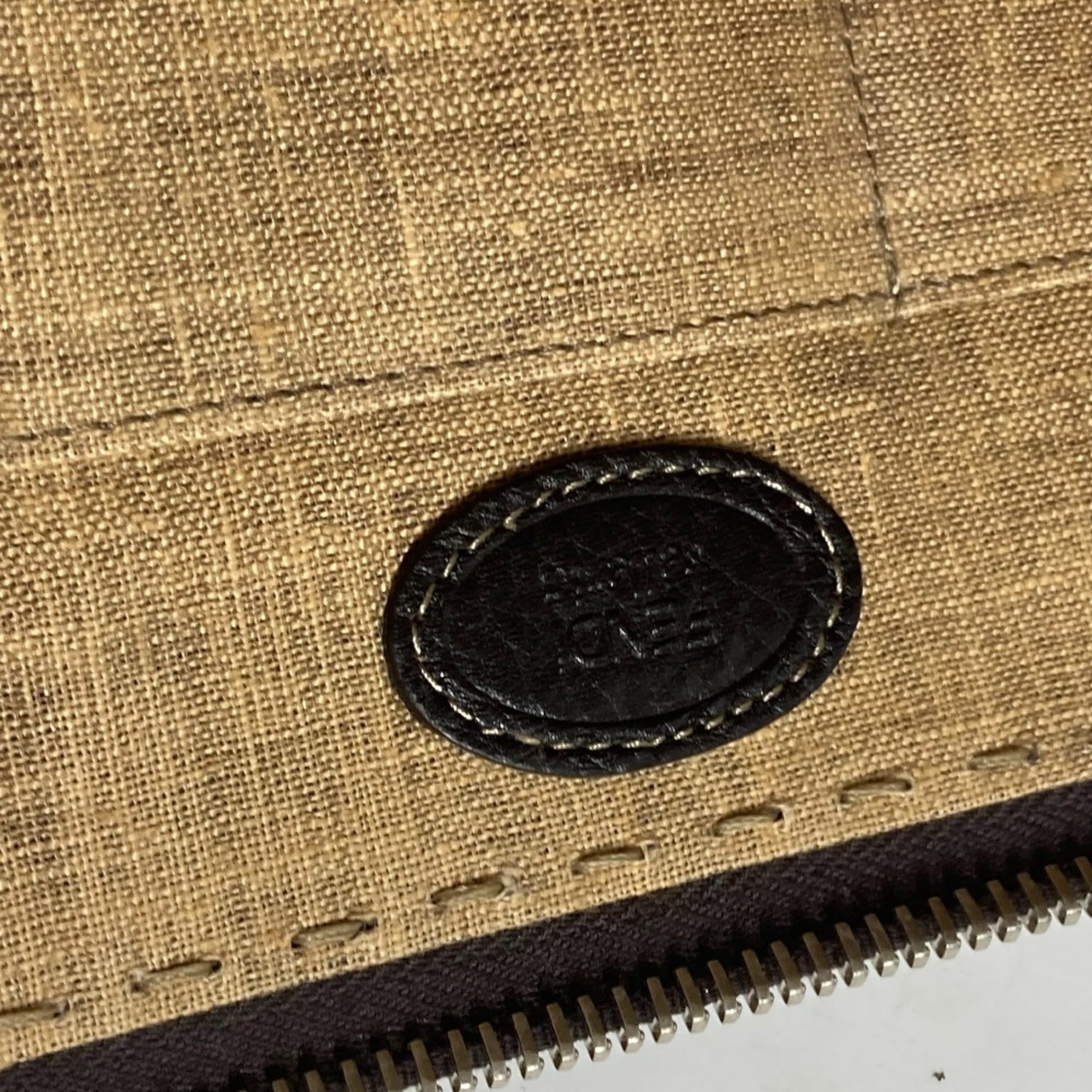 Fendi Dark Brown Leather Clutch Bag Pouch (Pre-Owned)