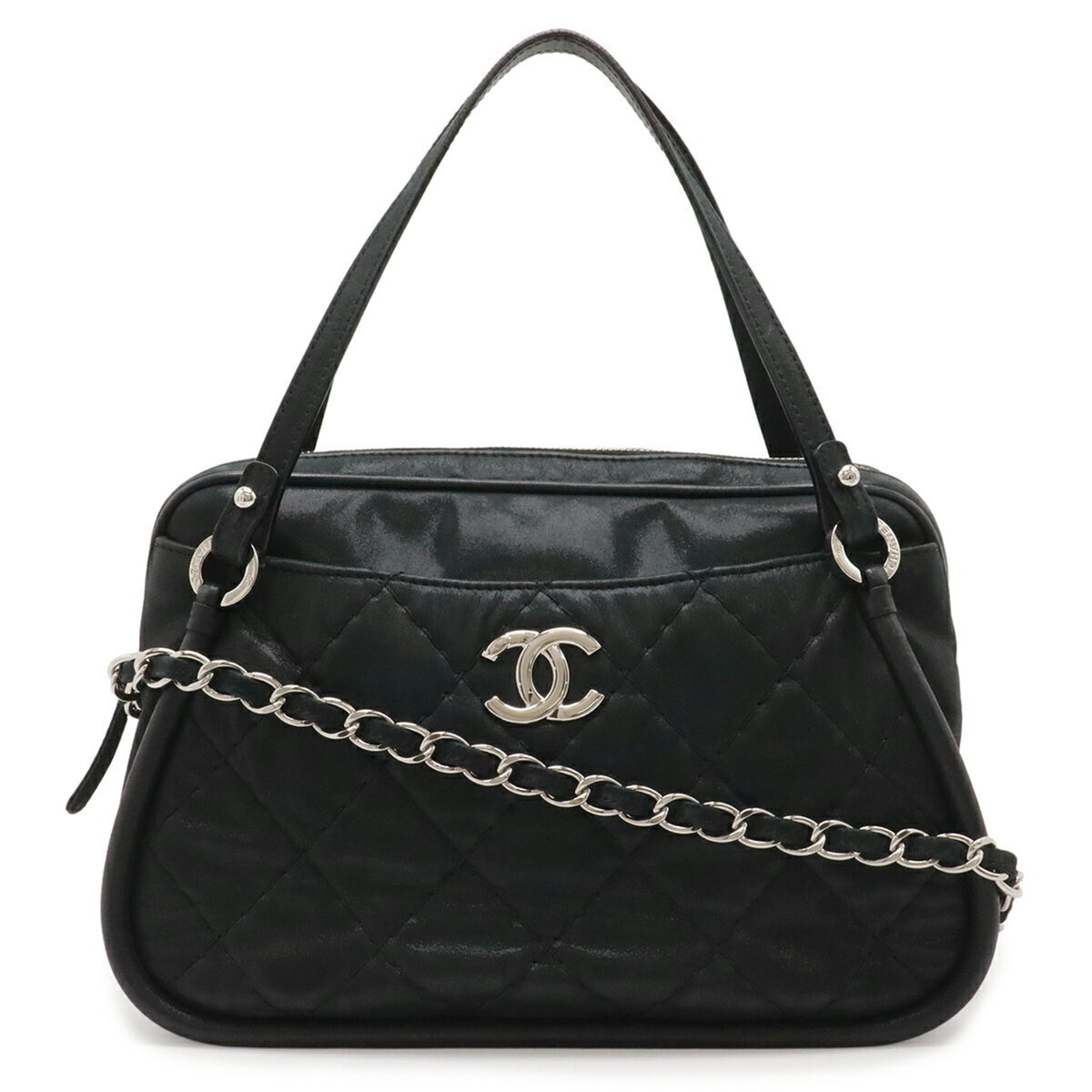 Chanel Wild Stitch Black Leather Handbag Shoulder Bag (Pre-Owned)