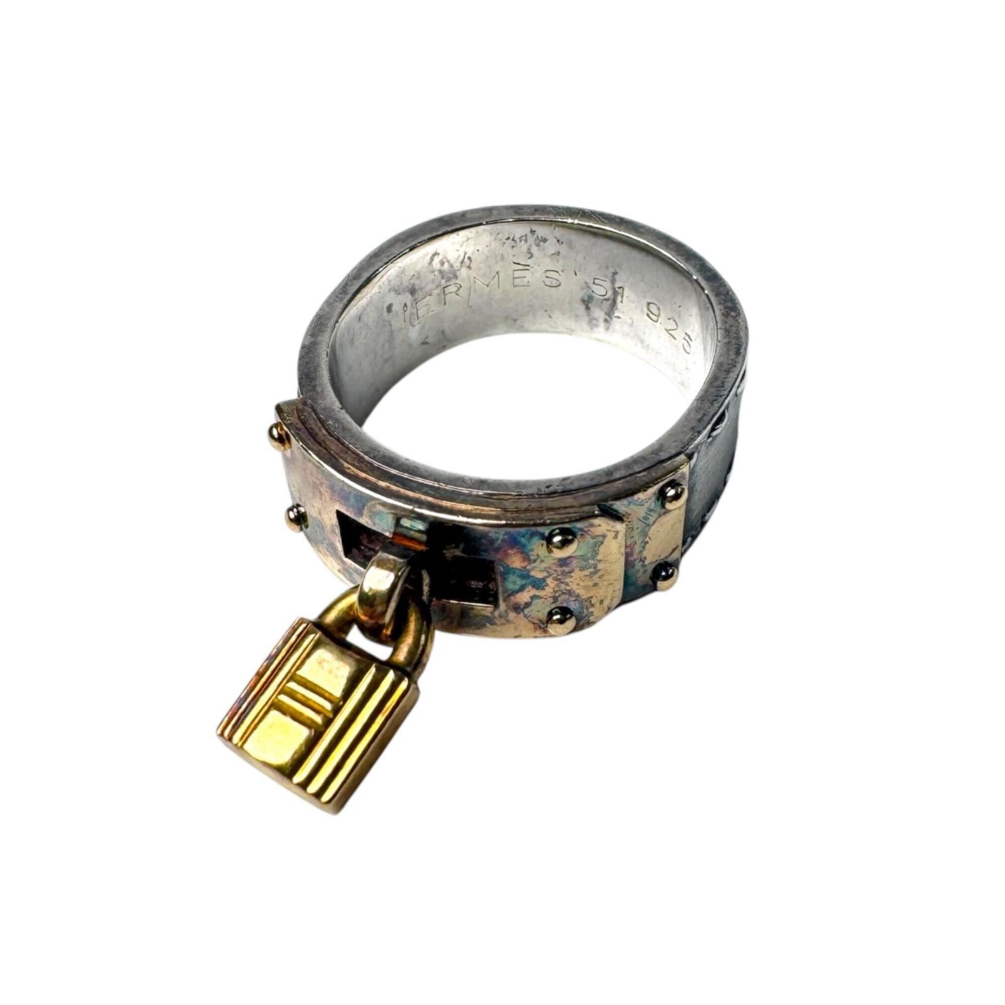 Hermes Gold Silver Yellow Gold (18K) Silver 925 Band Ring (Pre-Owned)