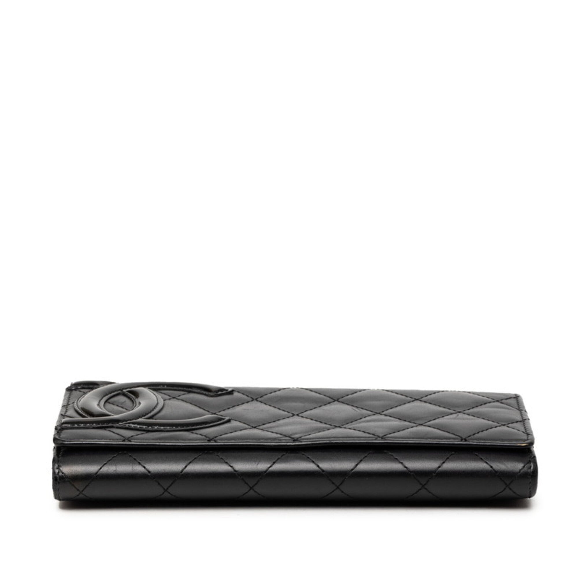 Chanel Black Pink Leather Long Wallet (Bi-Fold) (Pre-Owned)