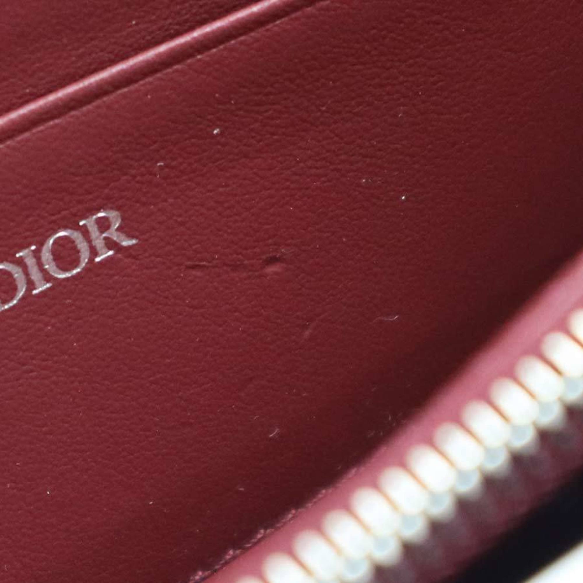 Christian Dior Burgundy Metallic Pink Leather Aluminum Shoulder Bag (Pre-Owned)