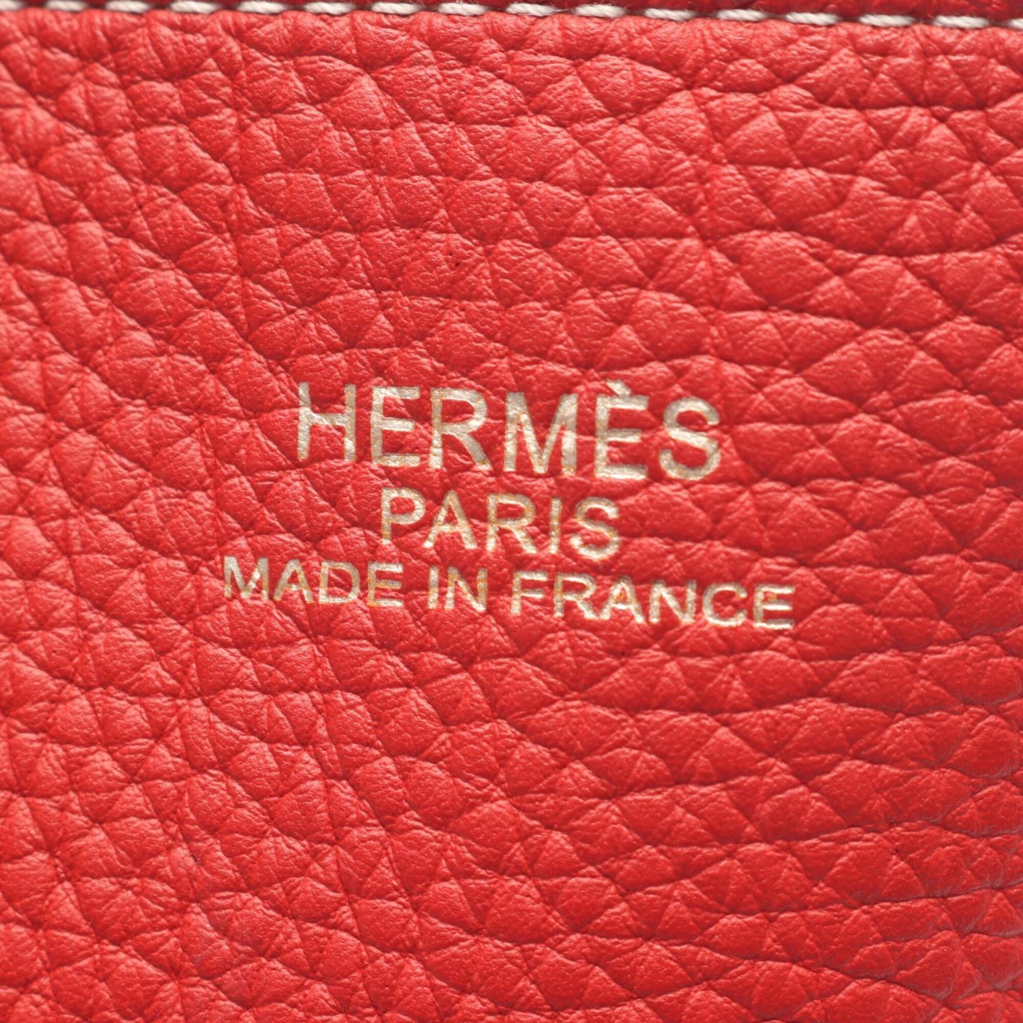 Hermes Pink Red Color Rose Jaipur Rouge Casaque Taurillon Clemence Leather Handbag Tote Bag (Pre-Owned)
