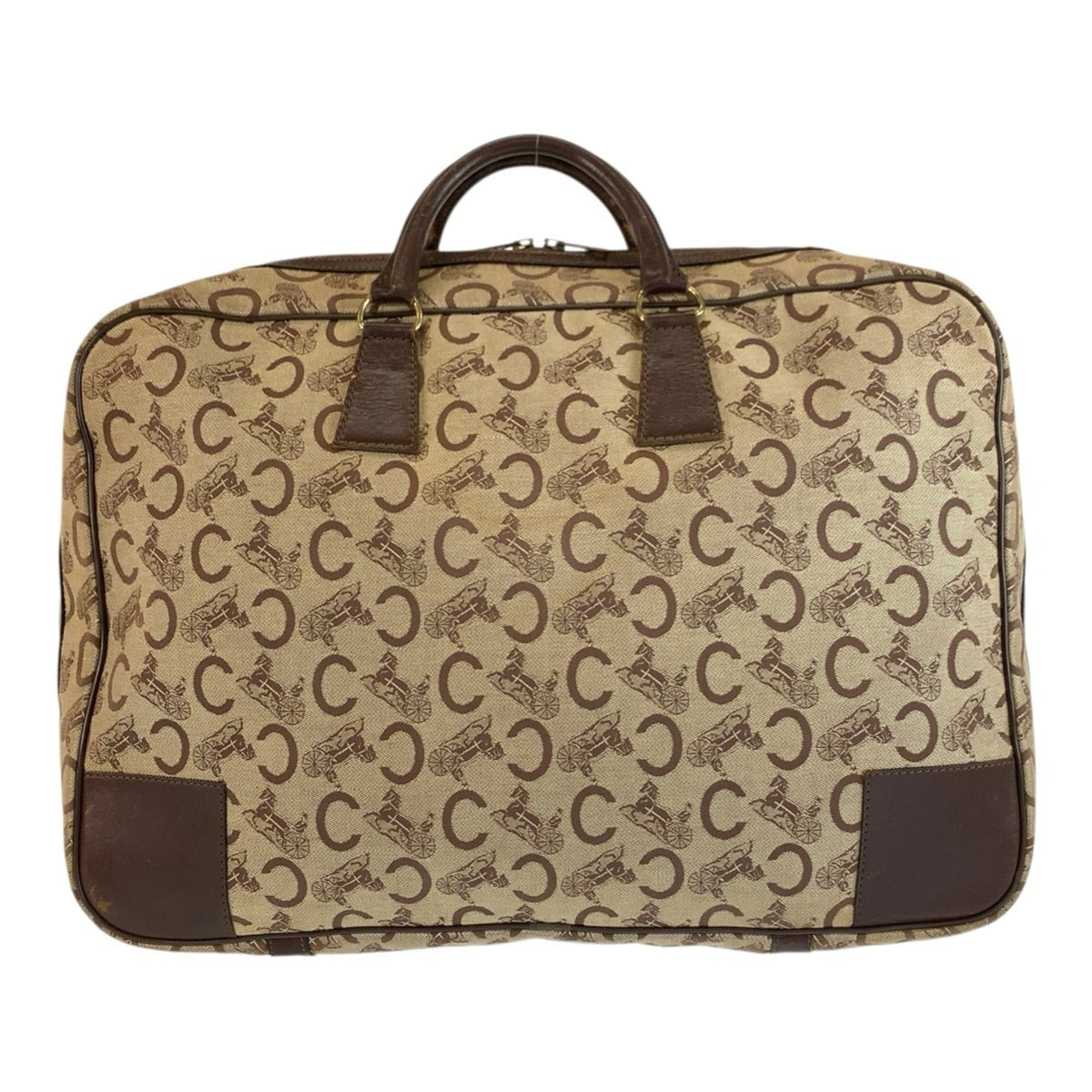 Celine Brown Canvas Boston Bag Handbag (Pre-Owned)