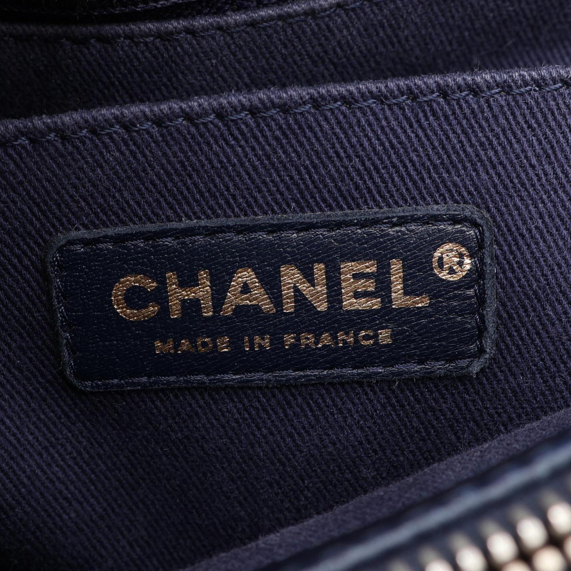 Chanel Navy Leather Handbag Tote Bag (Pre-Owned)