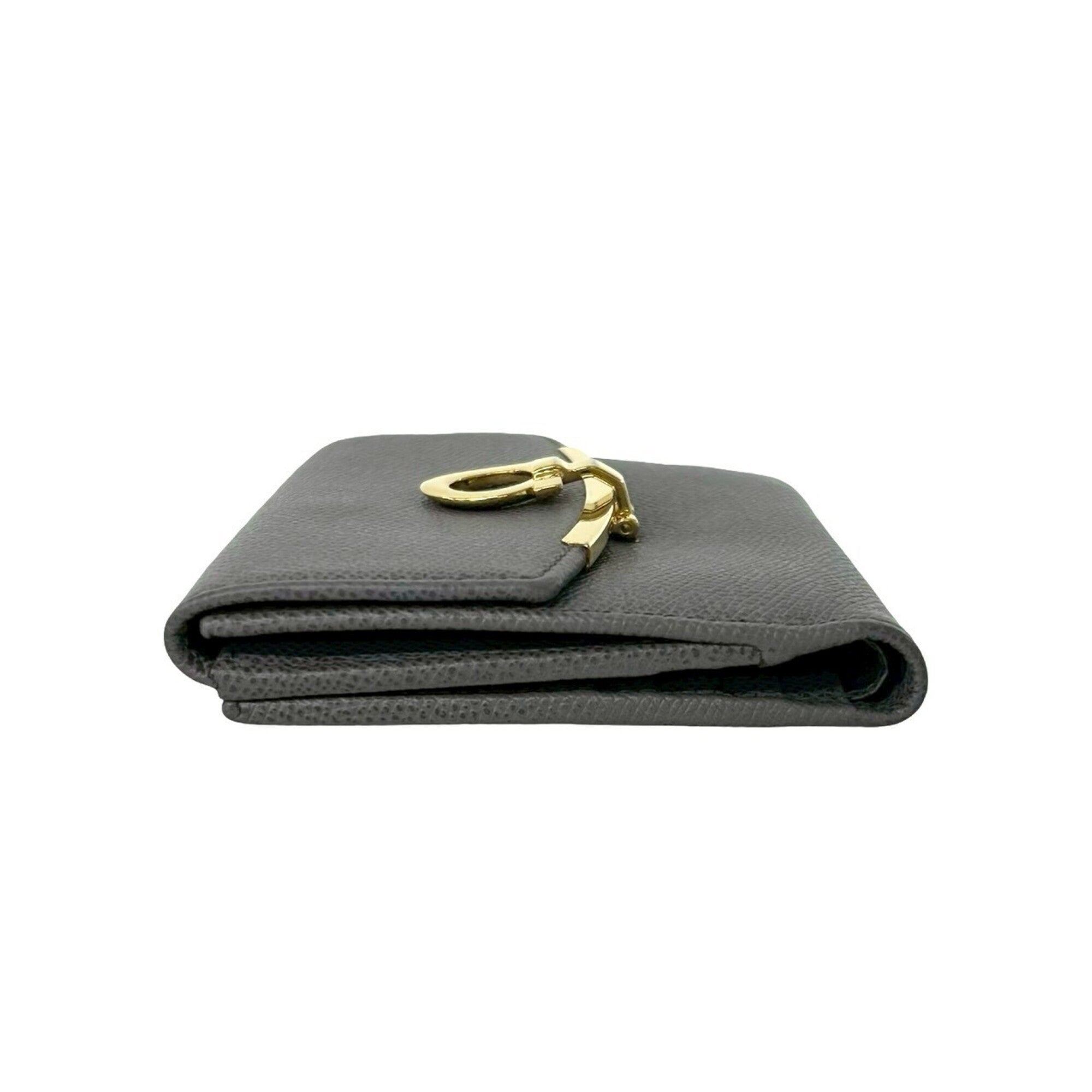 Salvatore Ferragamo Gray Leather Wallet (Bi-Fold) (Pre-Owned)