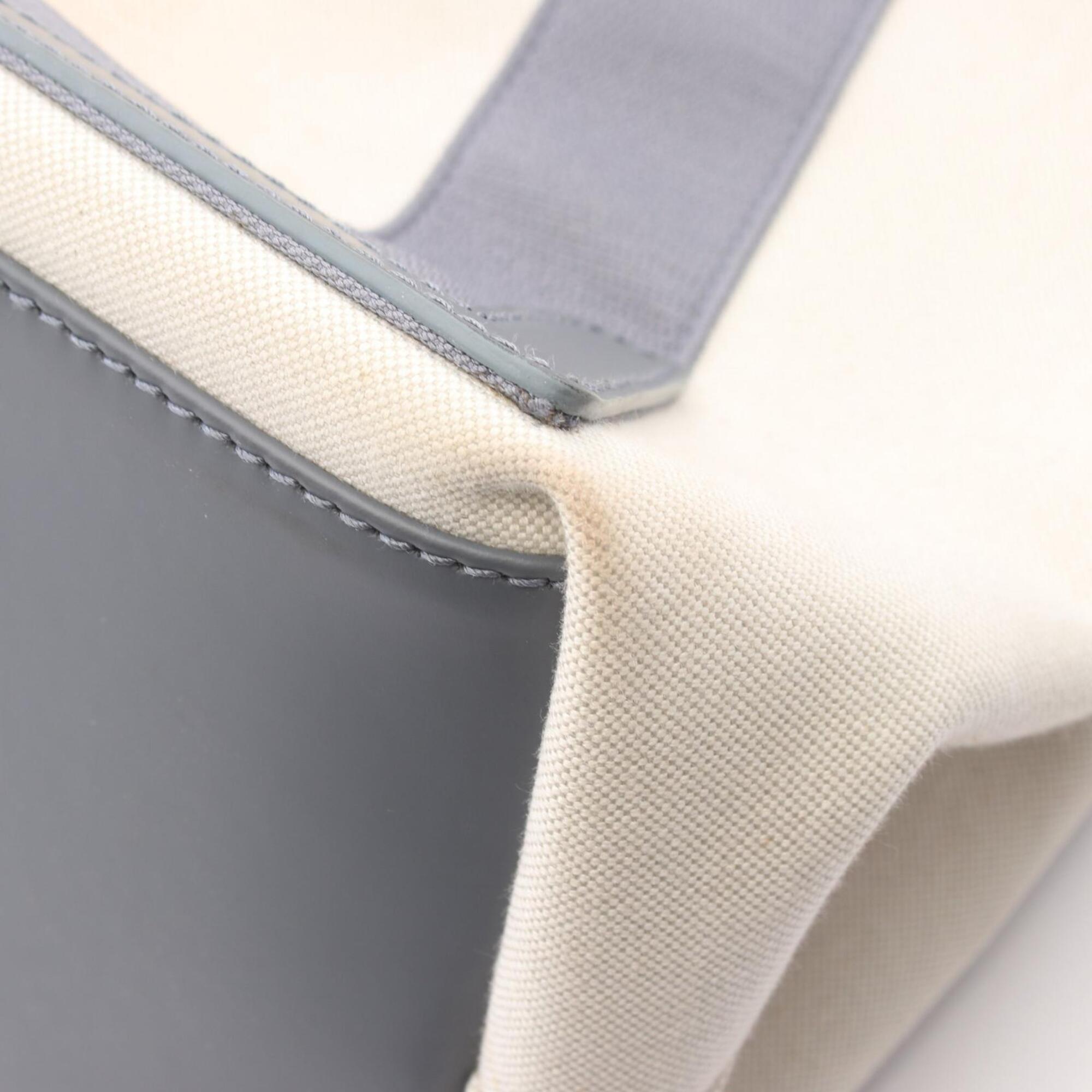 Balenciaga Gray Ivory Canvas Leather Handbag Pouch Tote Bag (Pre-Owned)