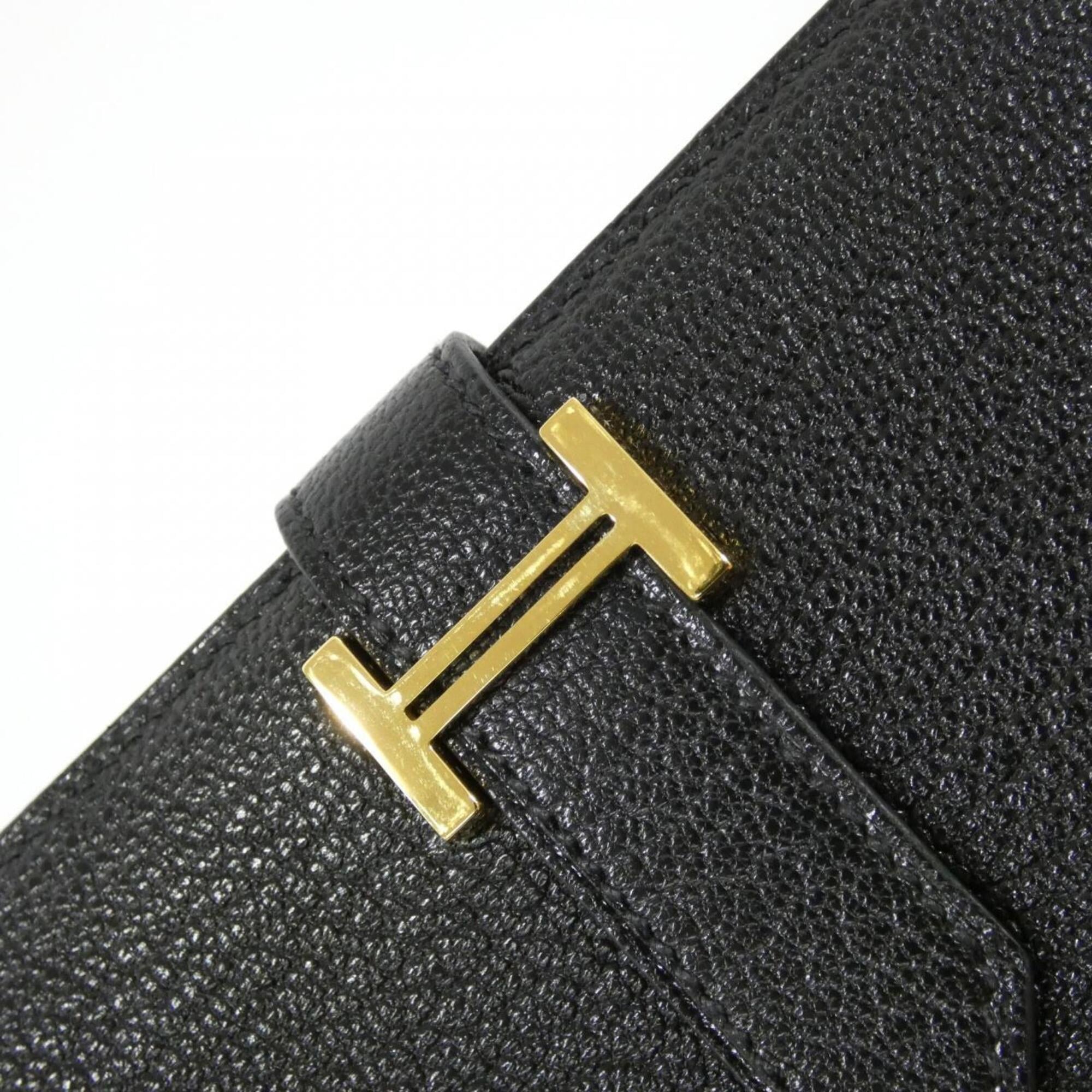 Hermes Black Chevre Leather Wallet (Bi-Fold) (Pre-Owned)