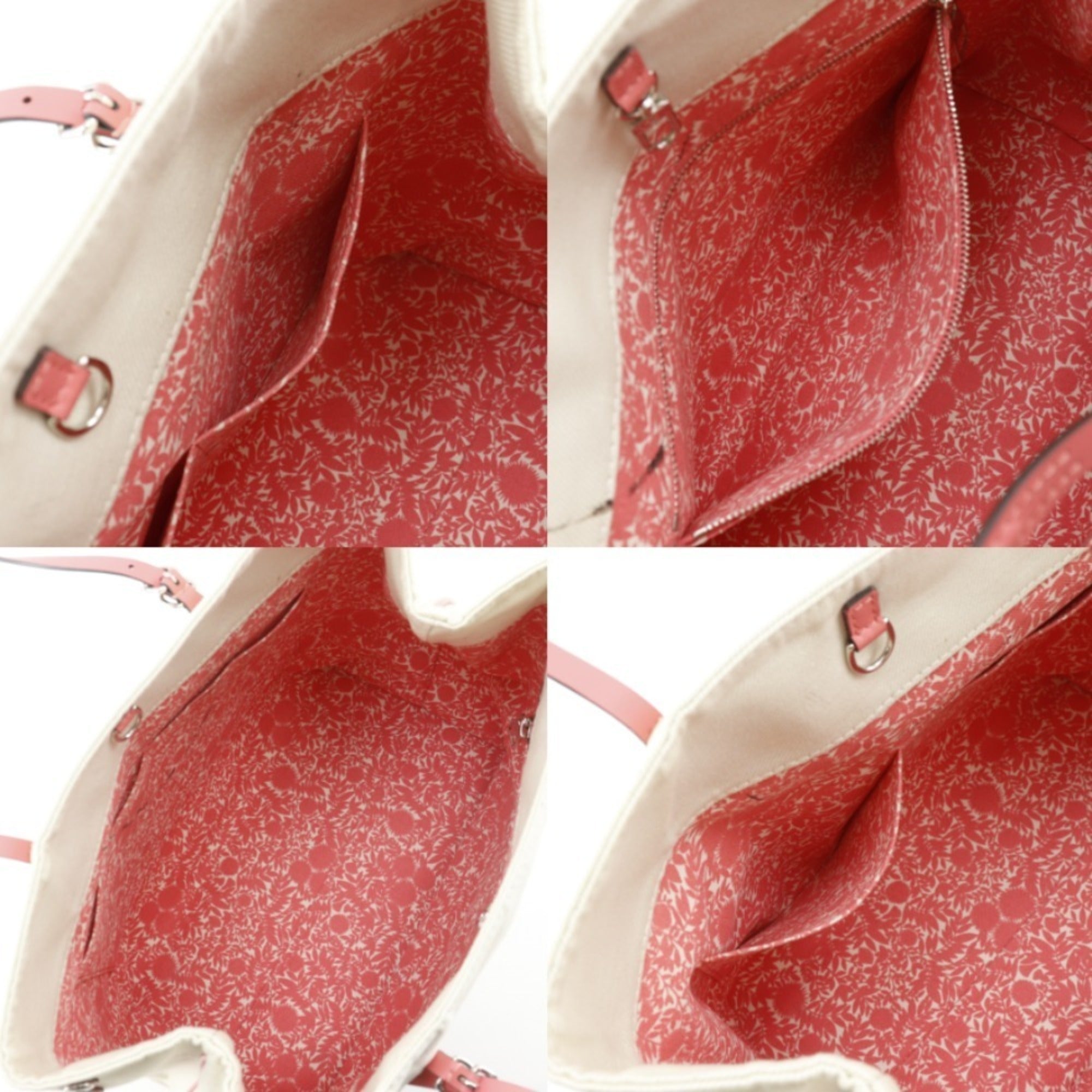 Louis Vuitton Corail Ivory Pink White Canvas Tote Bag (Pre-Owned)