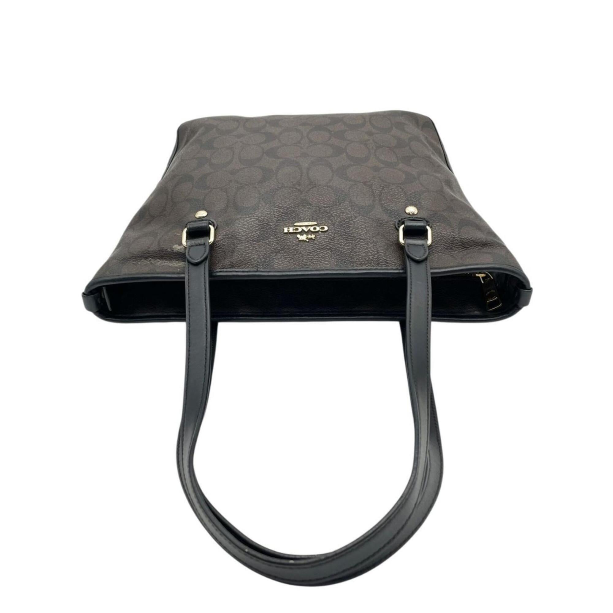 Coach Black Brown Pvc Leather Tote Bag (Pre-Owned)