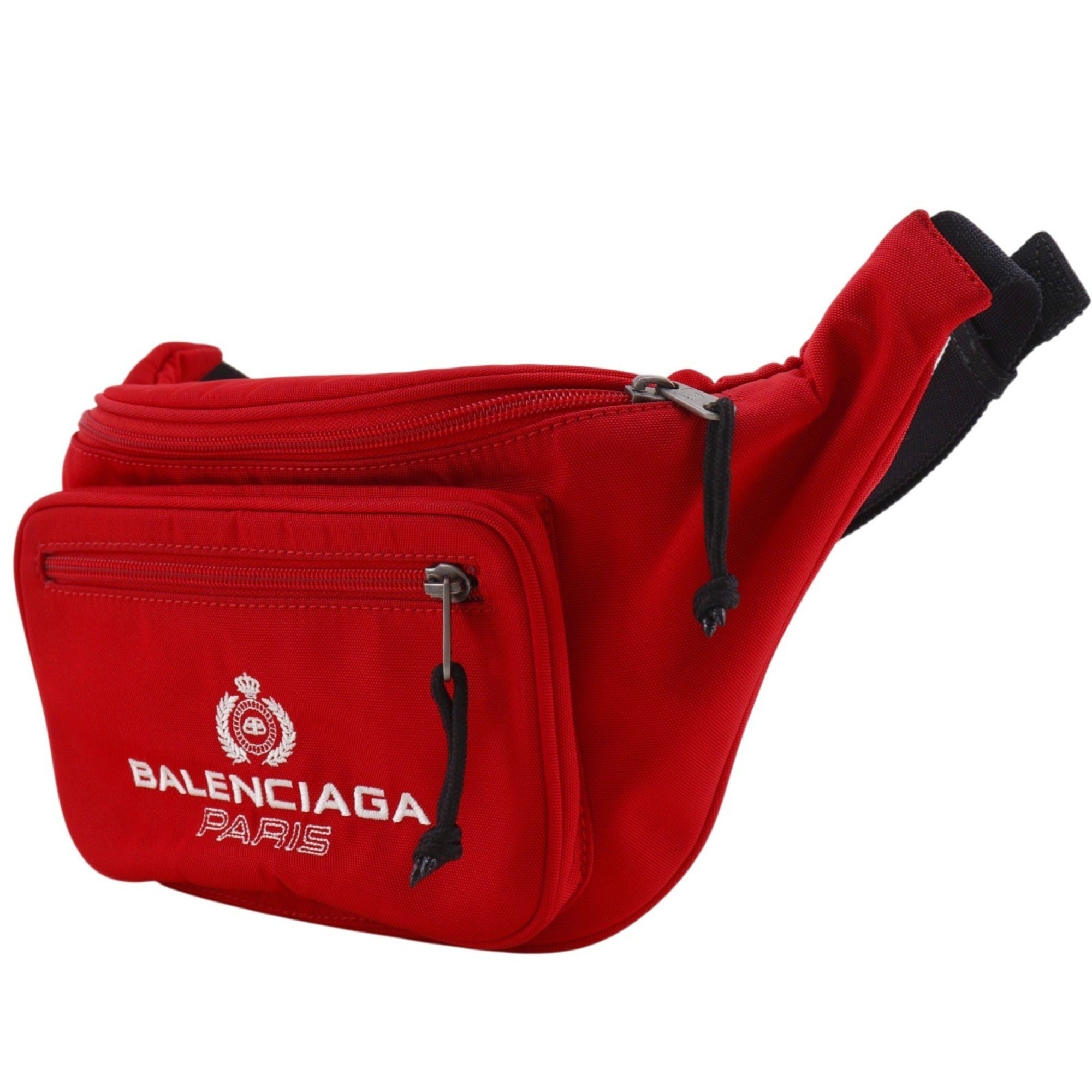 Balenciaga Red Color Nylon Canvas Fanny Pack Sling Bag (Pre-Owned)