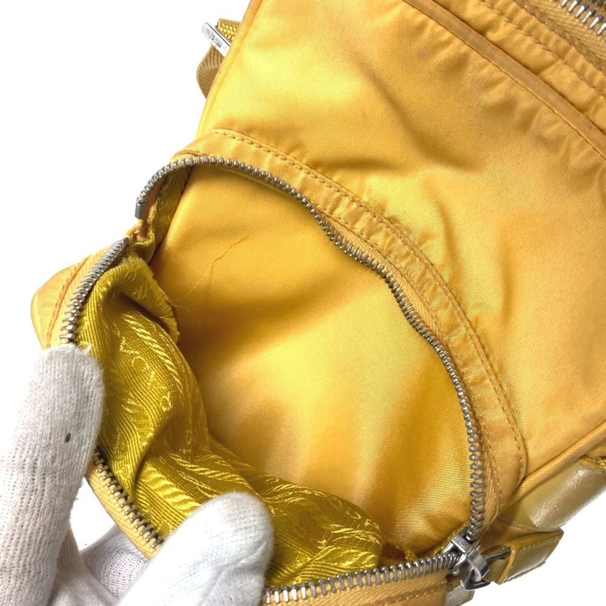 Prada Yellow Nylon Pochette Shoulder Bag (Pre-Owned)