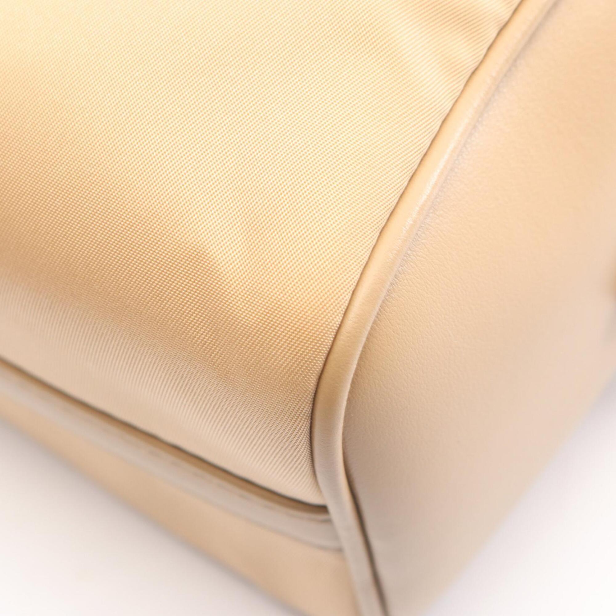 Prada Beige Nylon Leather Shoulder Bag (Pre-Owned)