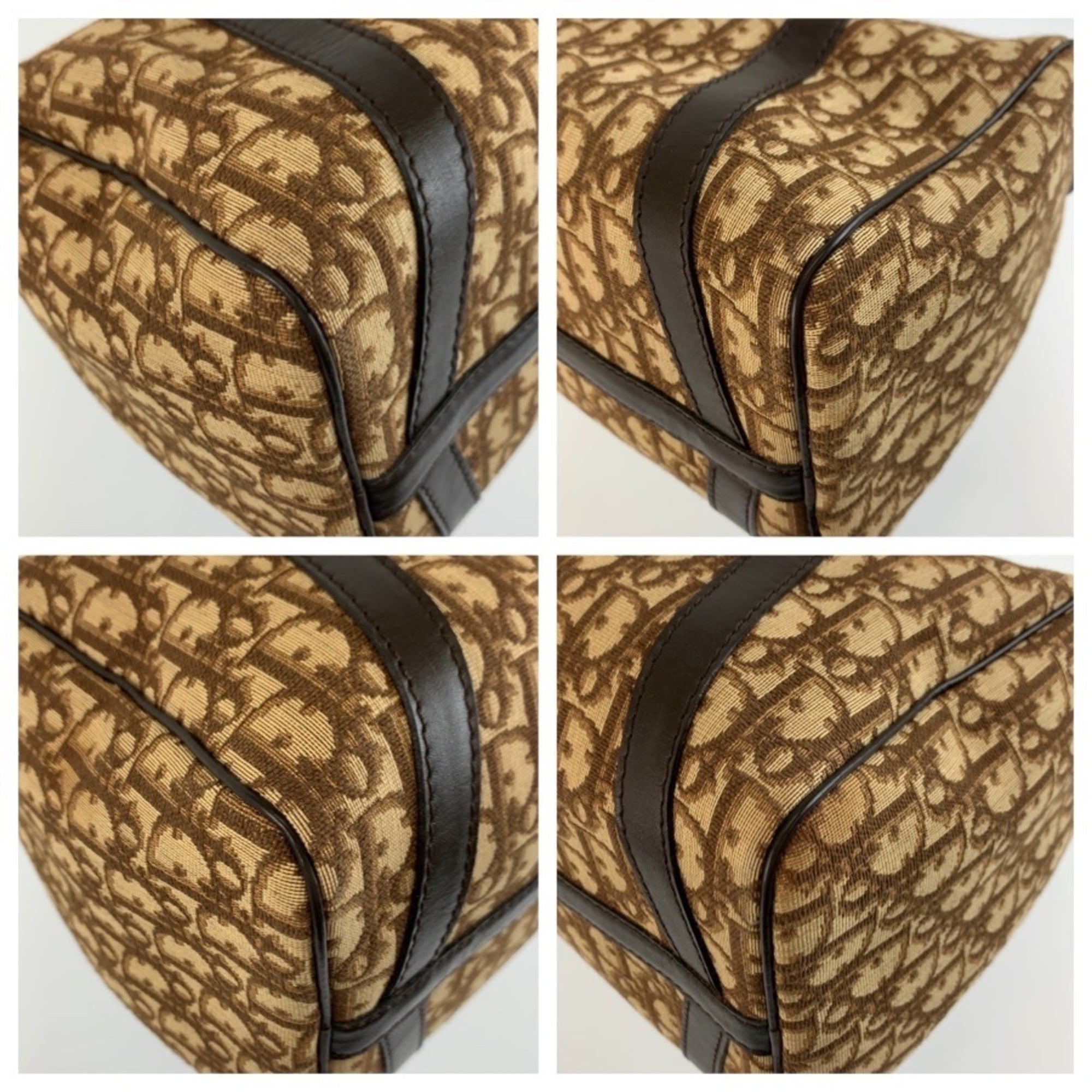 Christian Dior Brown Canvas Boston Bag Handbag (Pre-Owned)