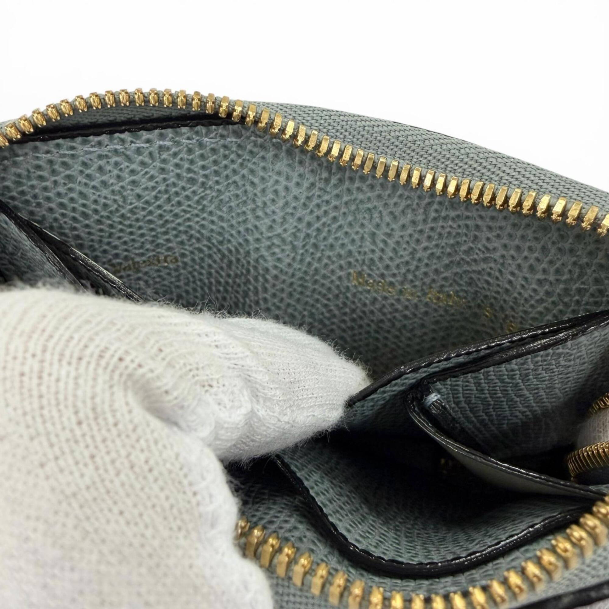 Valextra Blue Gray Leather Coin Purse/Coin Case (Pre-Owned)